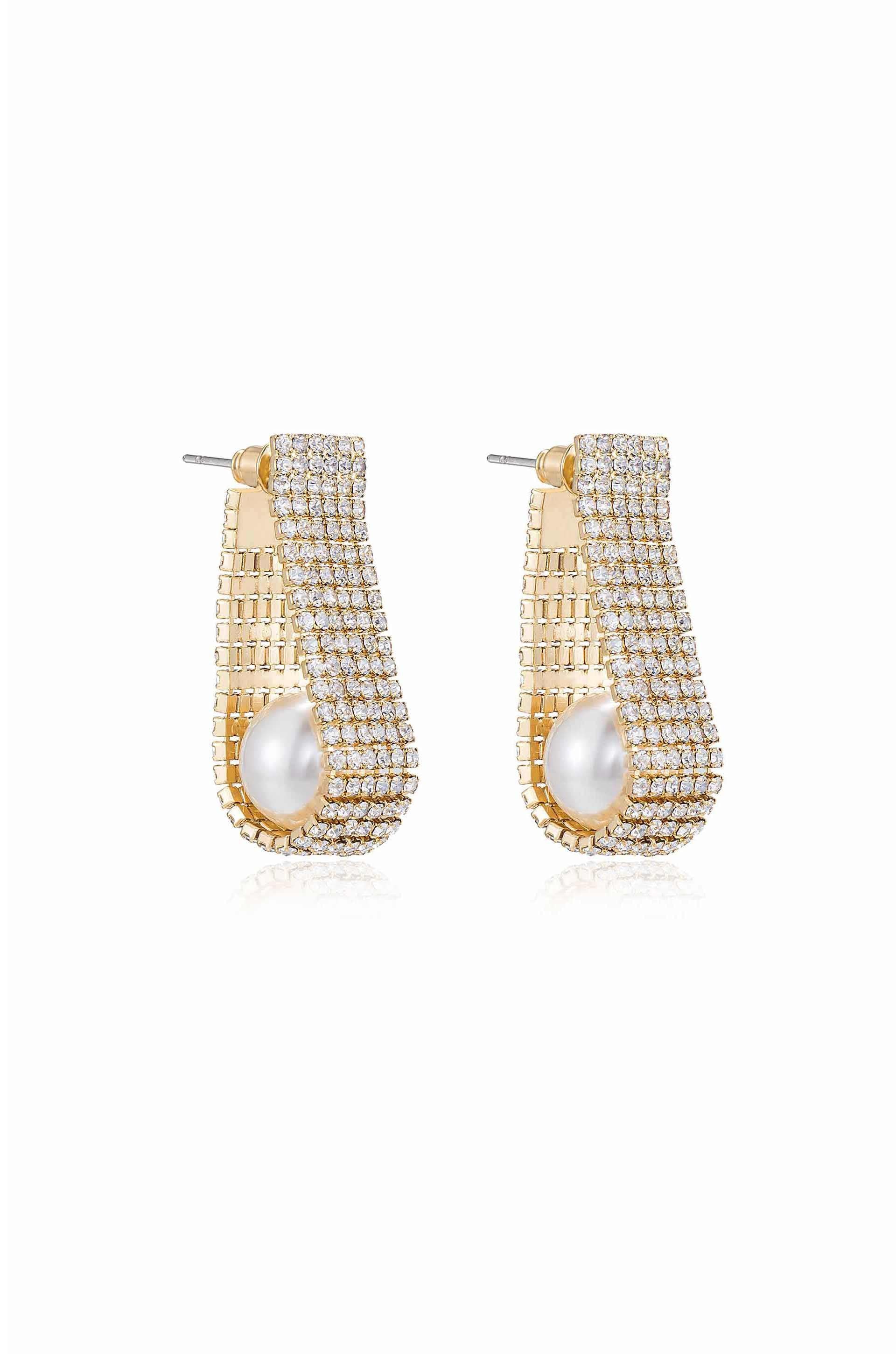 Swaddled Pearl Crystal Teardrop Earrings - Flying Tomato - Earrings - Ettika