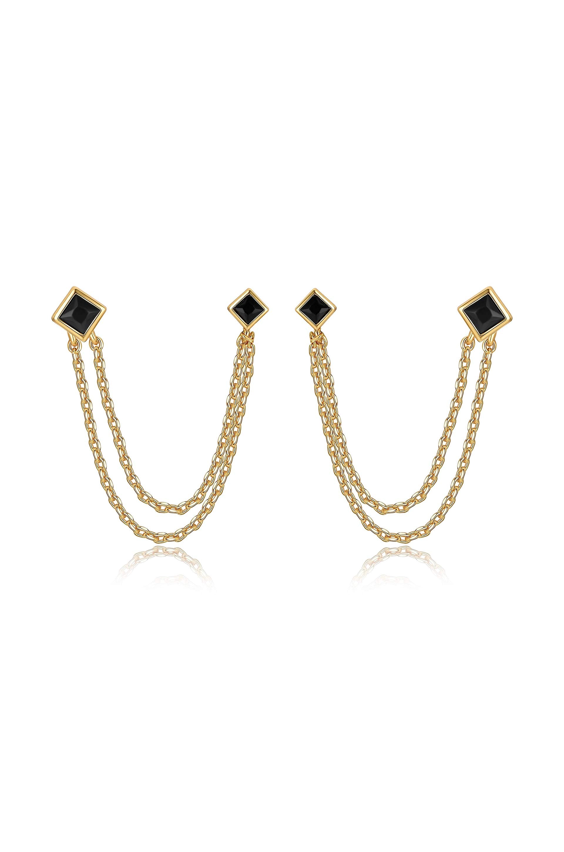 Double Piercing Diamond Shape Earrings