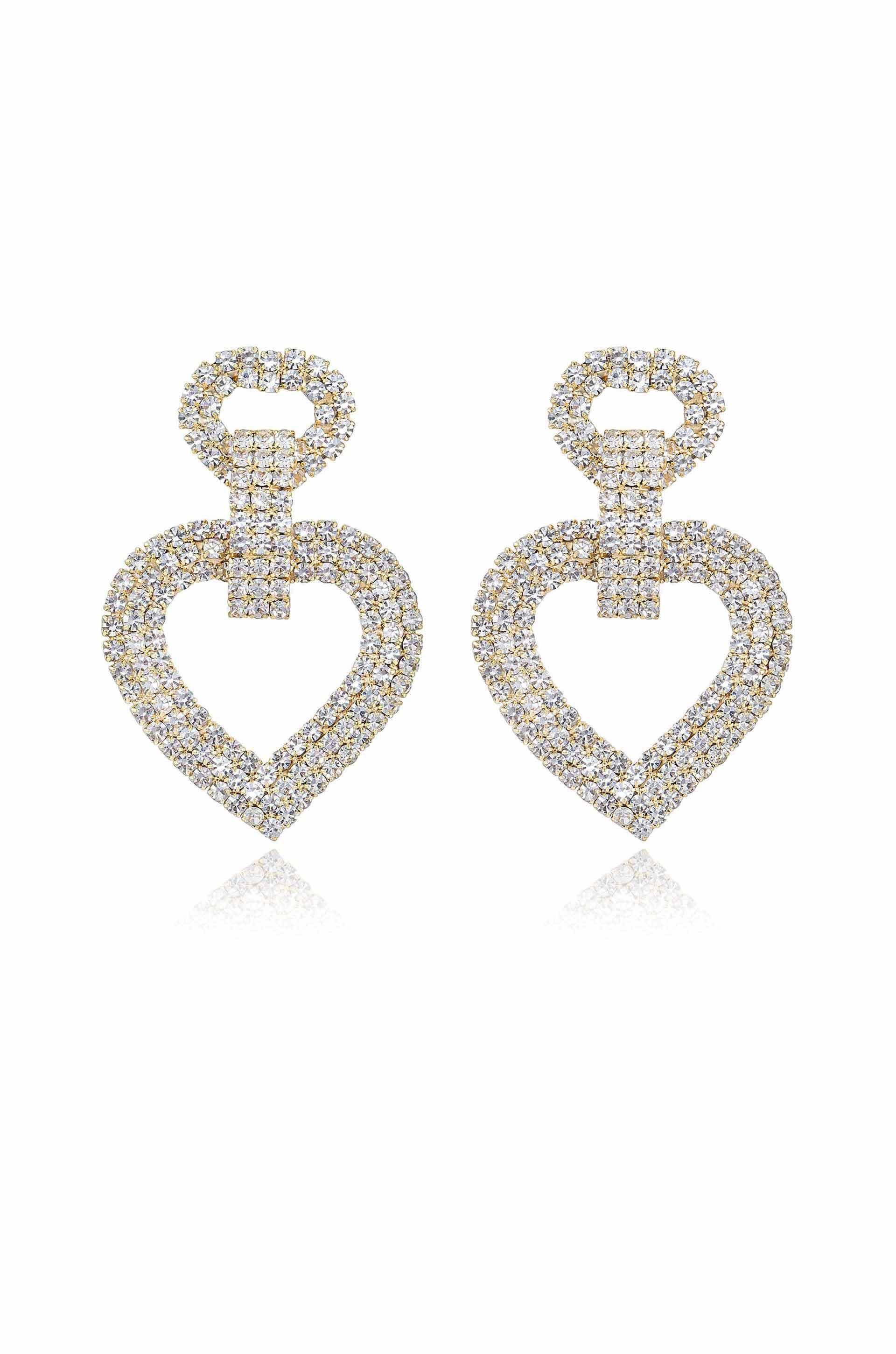 Dove Drop Heart Crystal Earrings.
