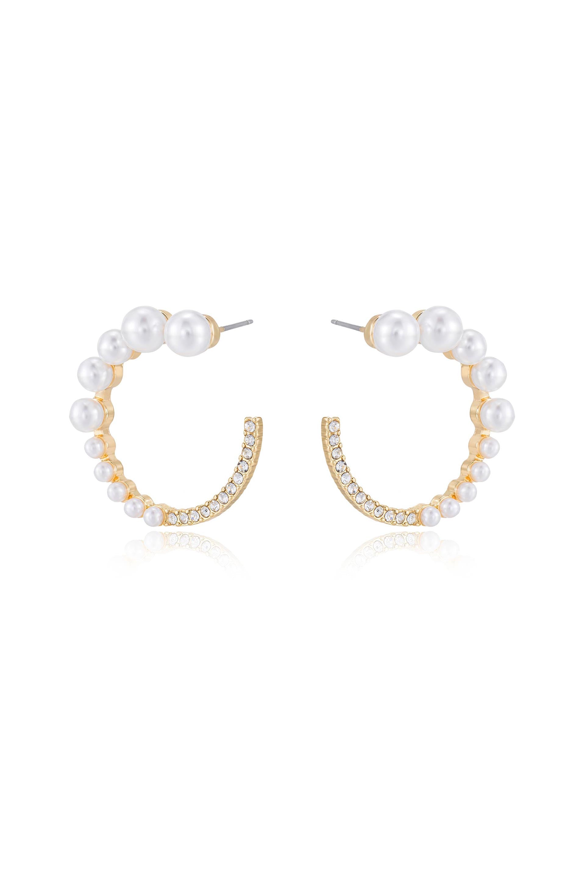 Chic Pearl And Crystal Open Circle Earrings