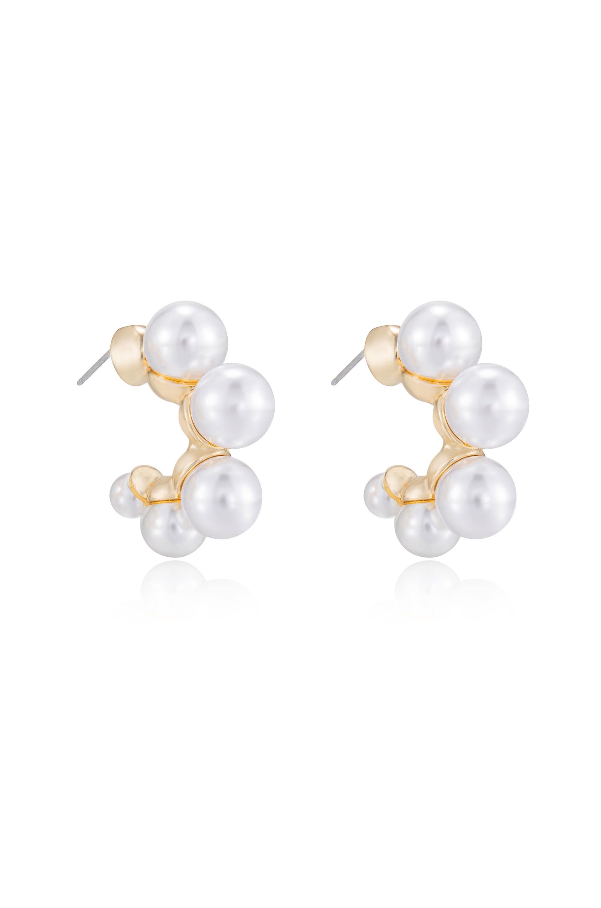 Five Point Pearl Hoop Earrings