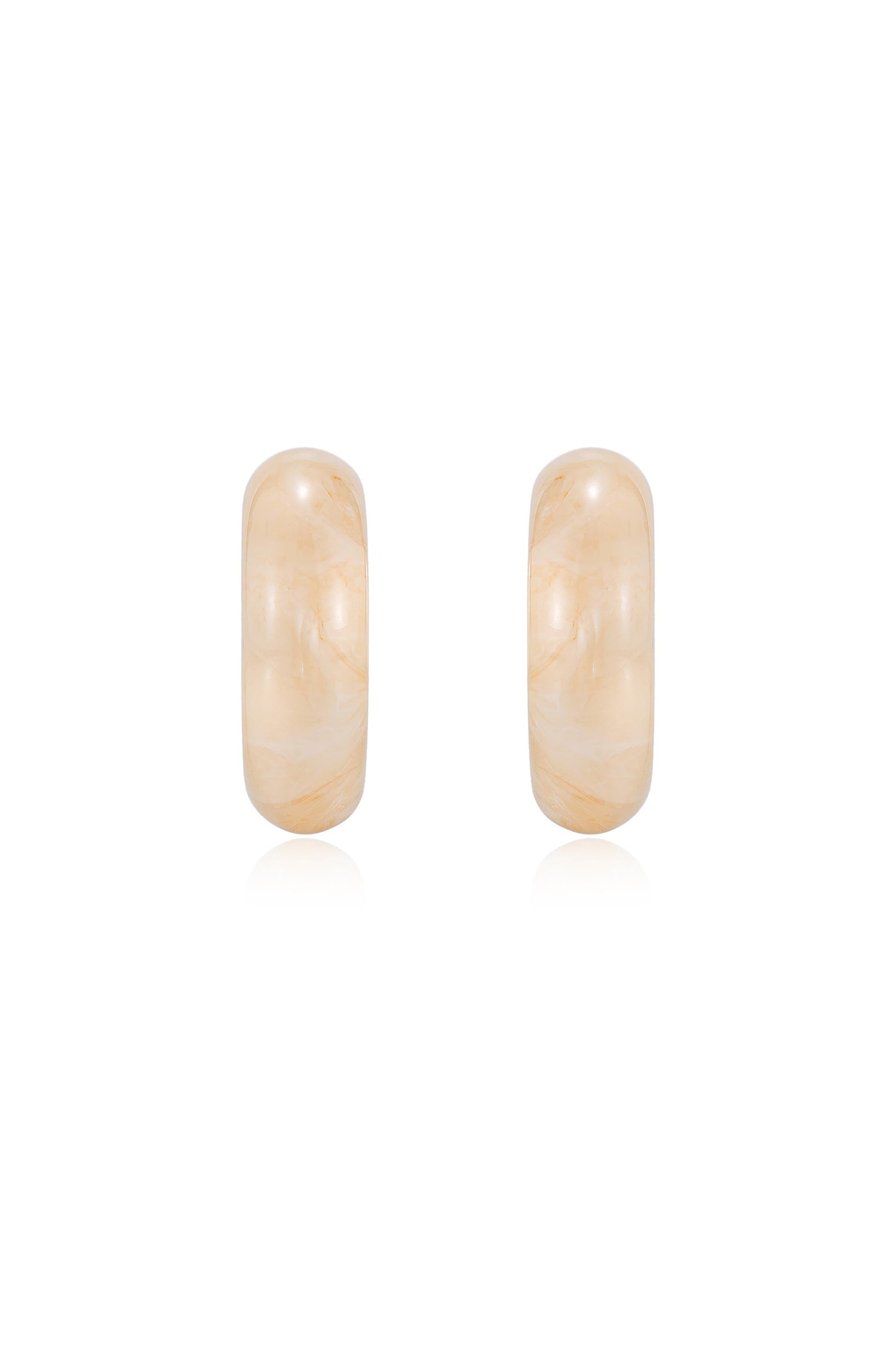 Beige Resin & Pearl Chunky Hoops