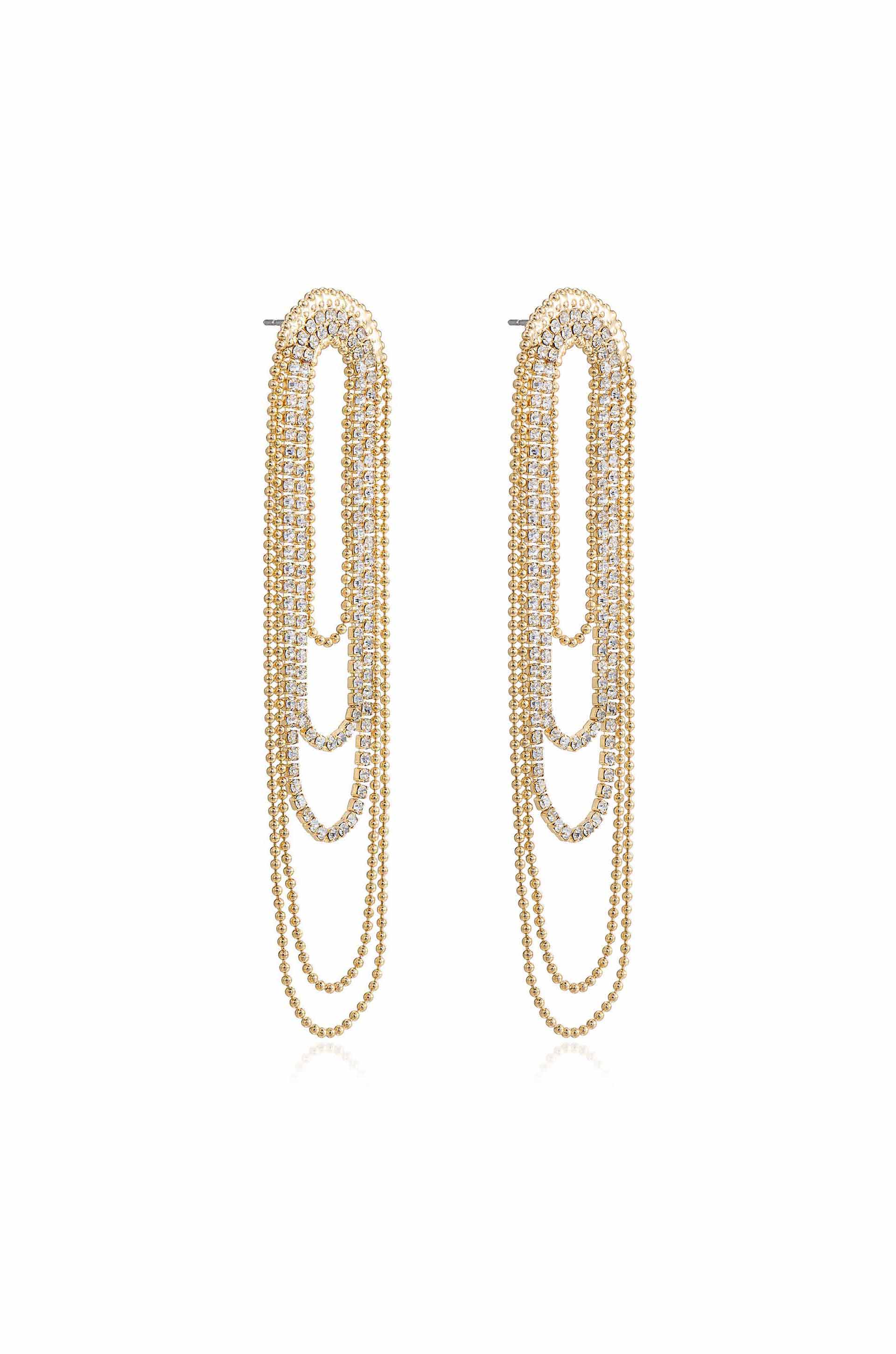 Crystal and Looped Chain Earrings