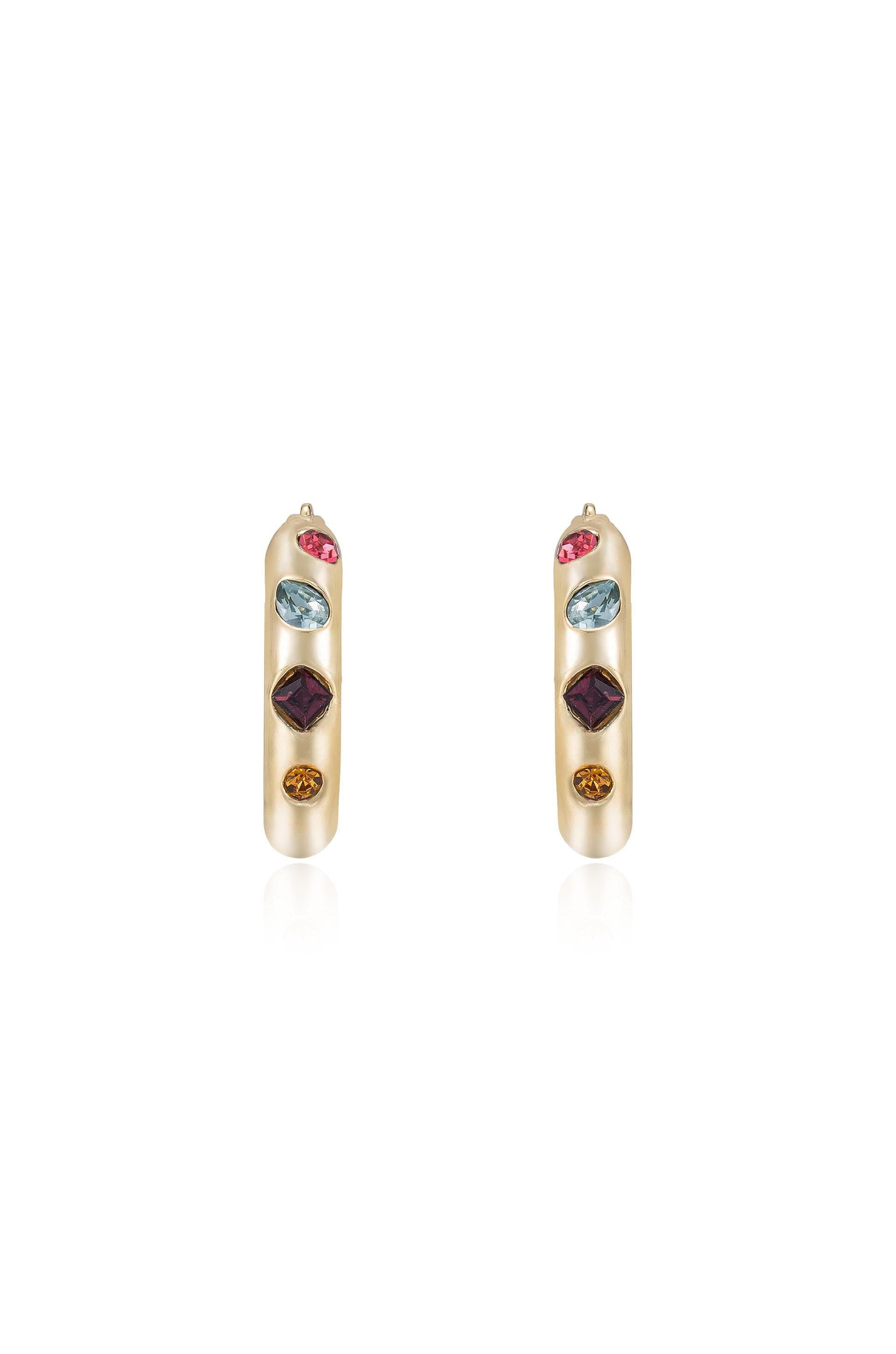 Lively Rainbow Crystal Hoop Earrings - Flying Tomato - Earrings - Ettika