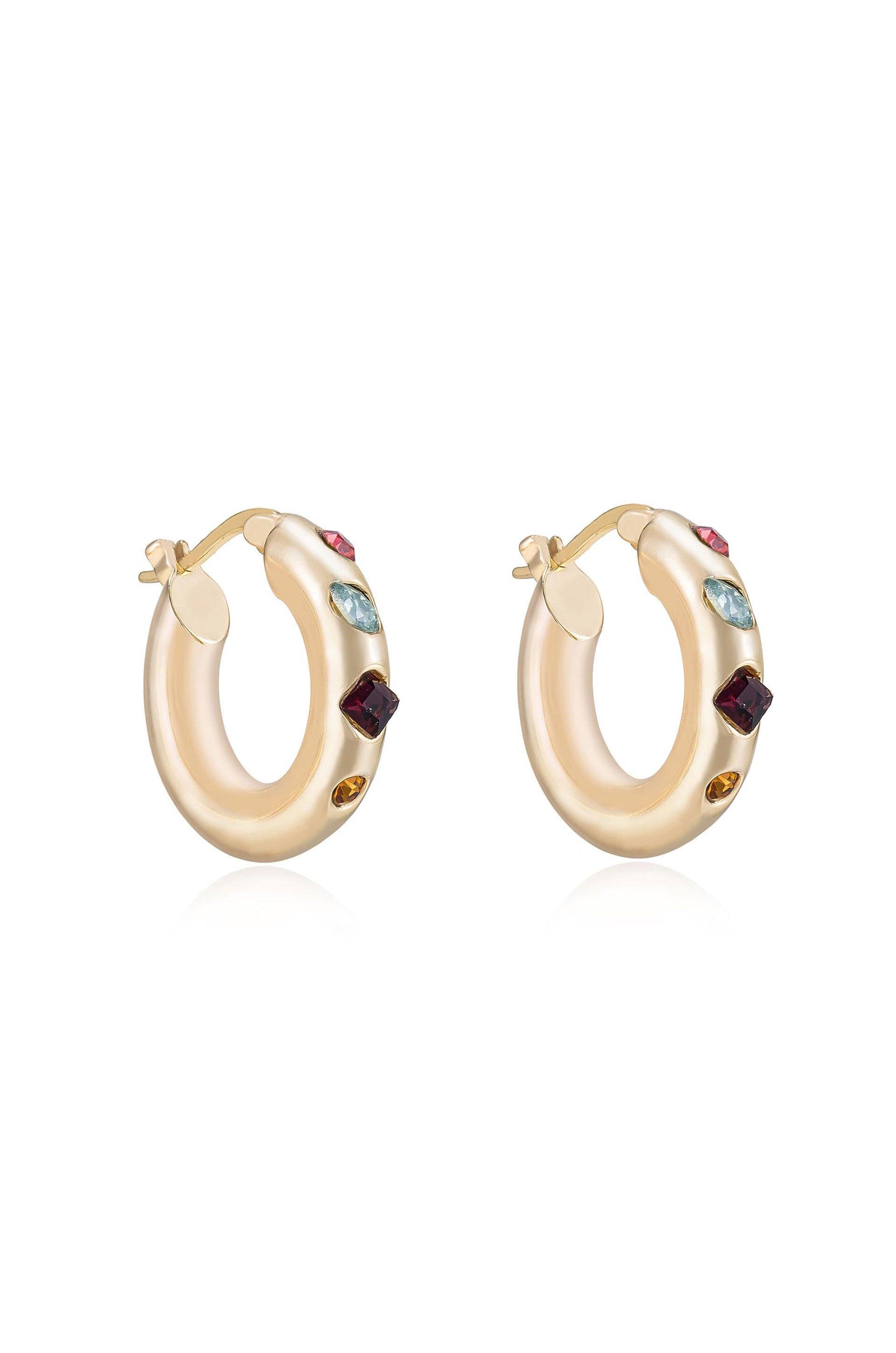Lively Rainbow Crystal Hoop Earrings - Flying Tomato - Earrings - Ettika