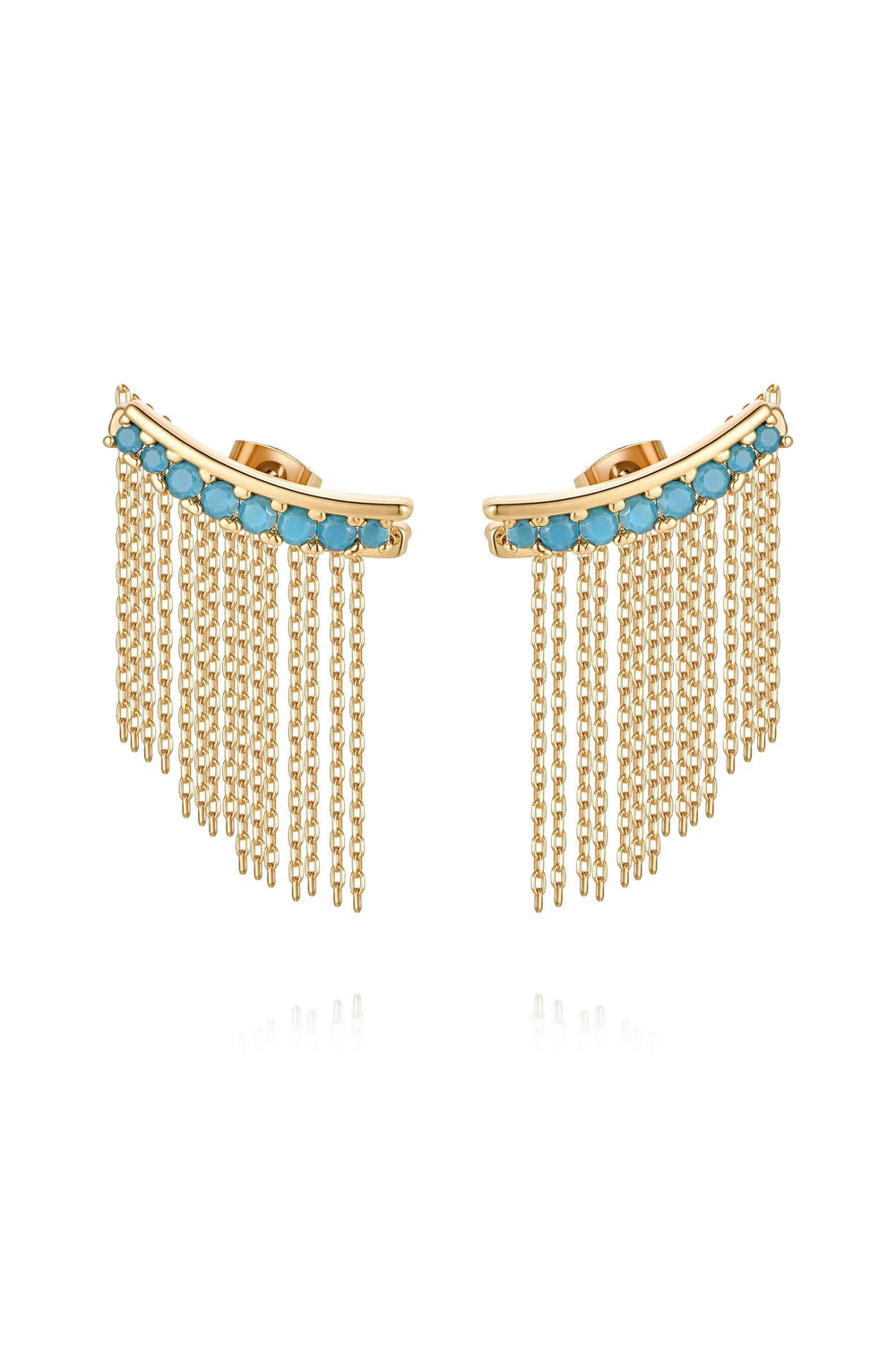 Turquoise Crystal Ear Crawler - Flying Tomato - Earrings - Ettika
