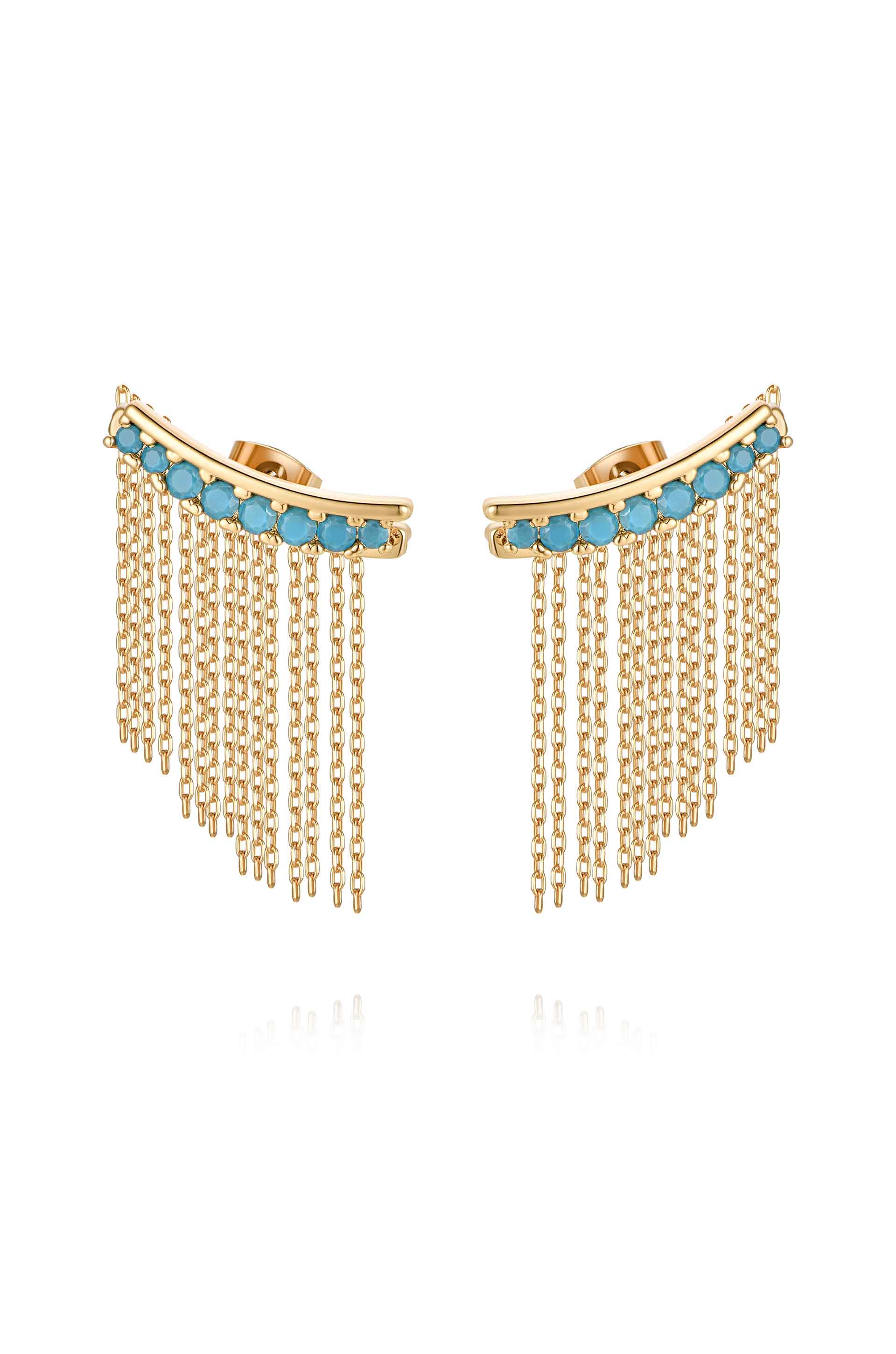 Turquoise Crystal Ear Crawler - Flying Tomato - Earrings - Ettika