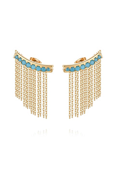 Turquoise Crystal Ear Crawler - Flying Tomato - Earrings - Ettika