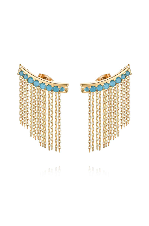Turquoise Crystal Ear Crawler - Flying Tomato - Earrings - Ettika