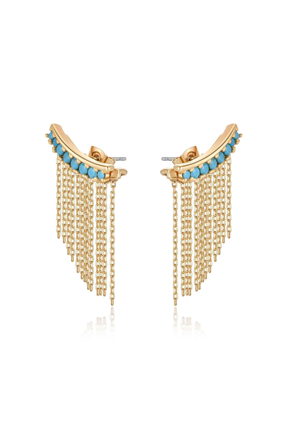 Turquoise Crystal Ear Crawler - Flying Tomato - Earrings - Ettika