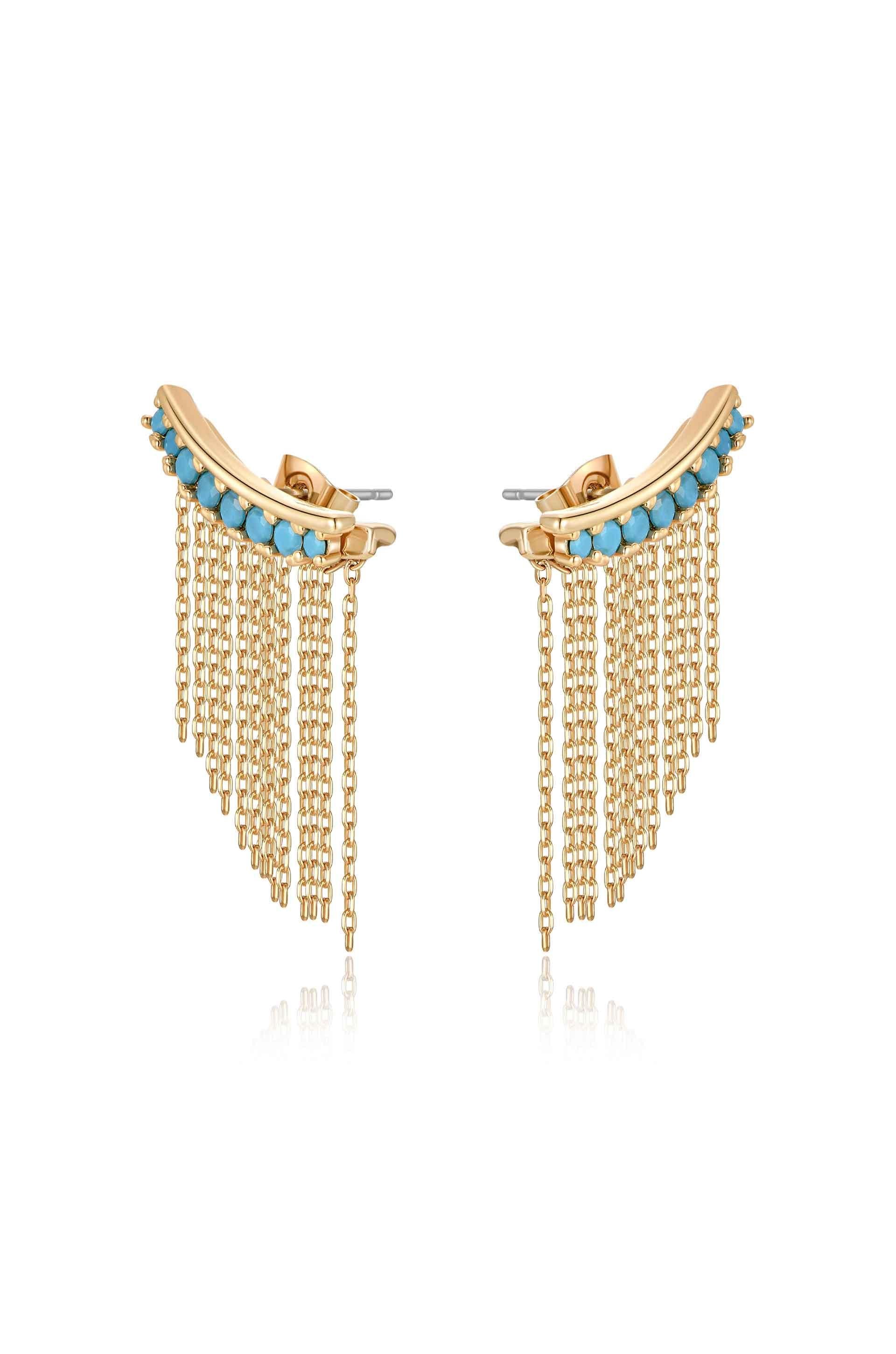Turquoise Crystal Ear Crawler - Flying Tomato - Earrings - Ettika
