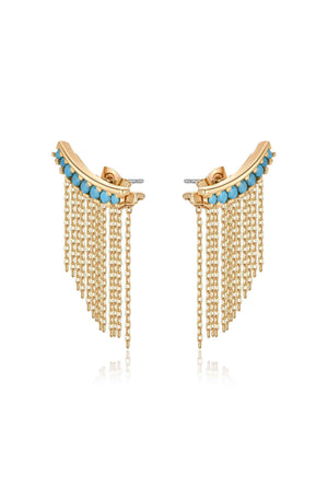 Turquoise Crystal Ear Crawler - Flying Tomato - Earrings - Ettika