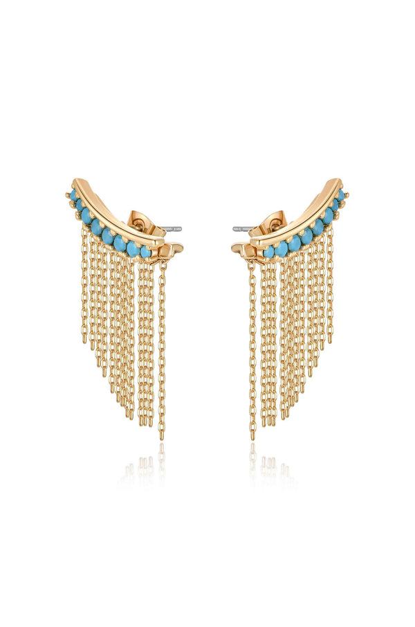 Turquoise Crystal Ear Crawler - Flying Tomato - Earrings - Ettika