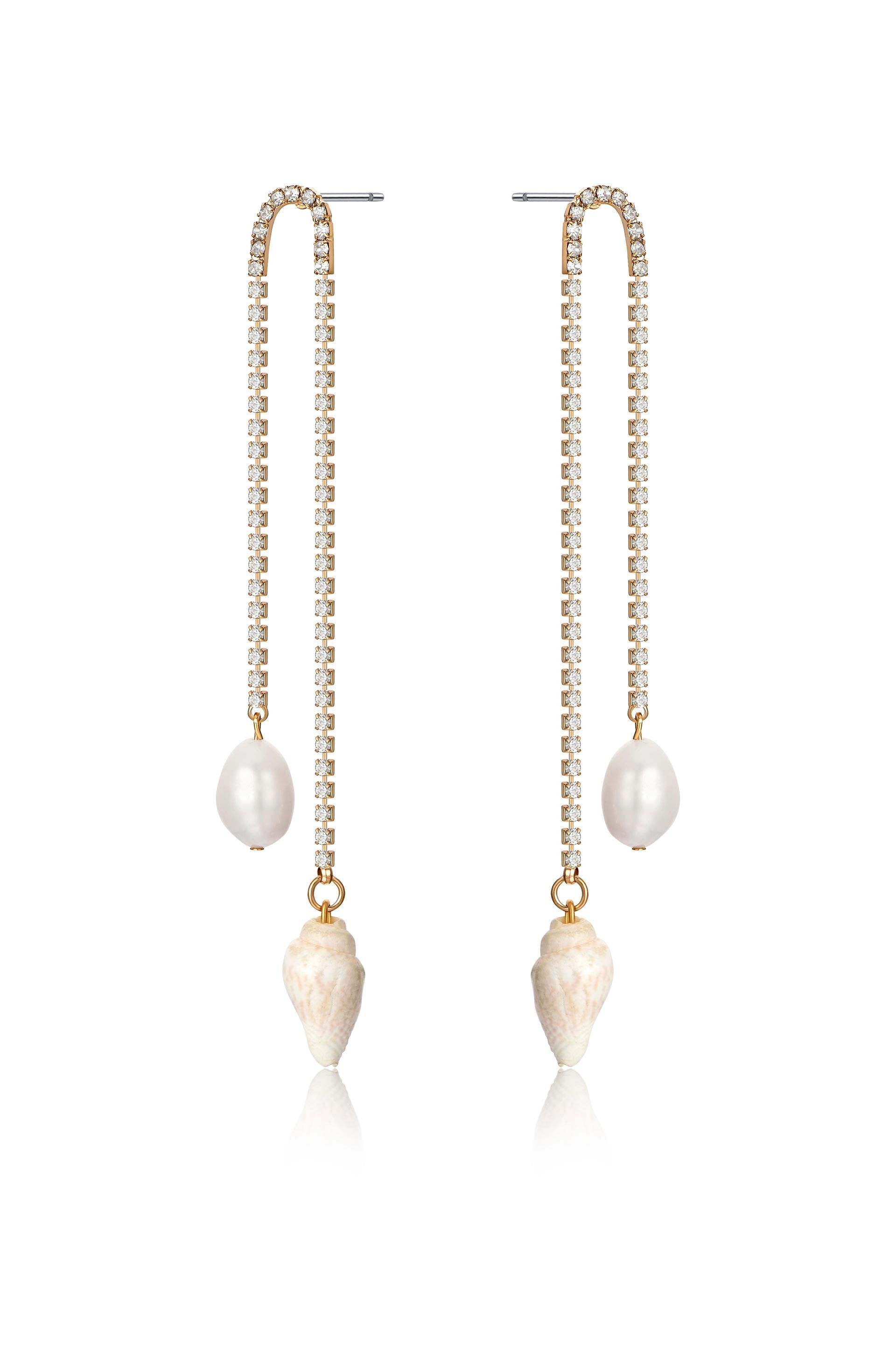 Balanced Shell and Pearl Earrings