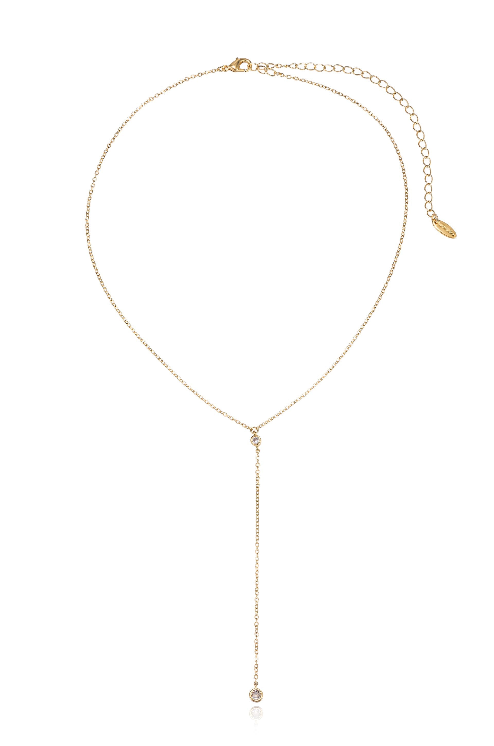 Simplistic Crystal Layered Lariat Necklace Set