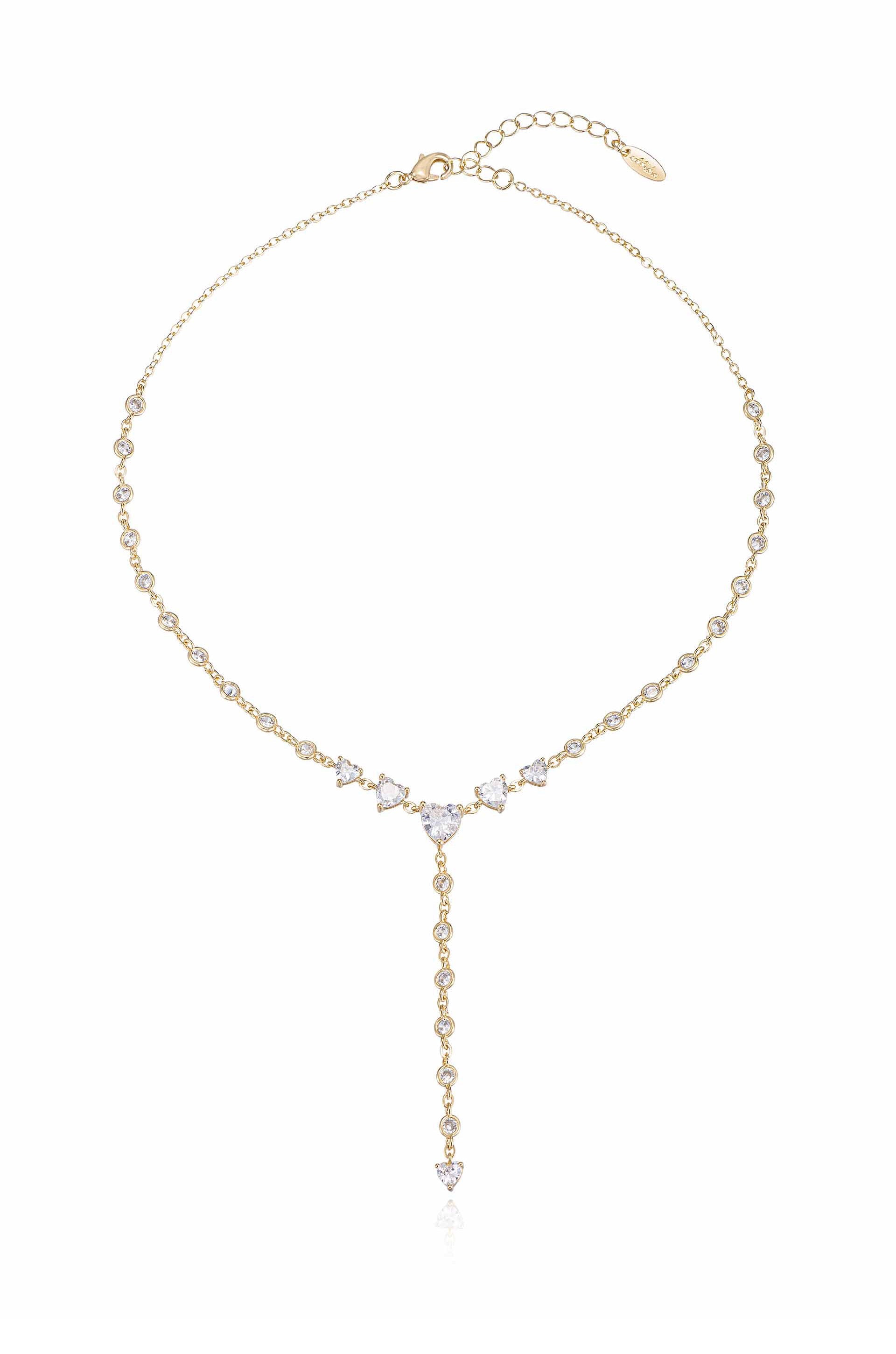 Queen of Hearts Crystal Lariat Necklace