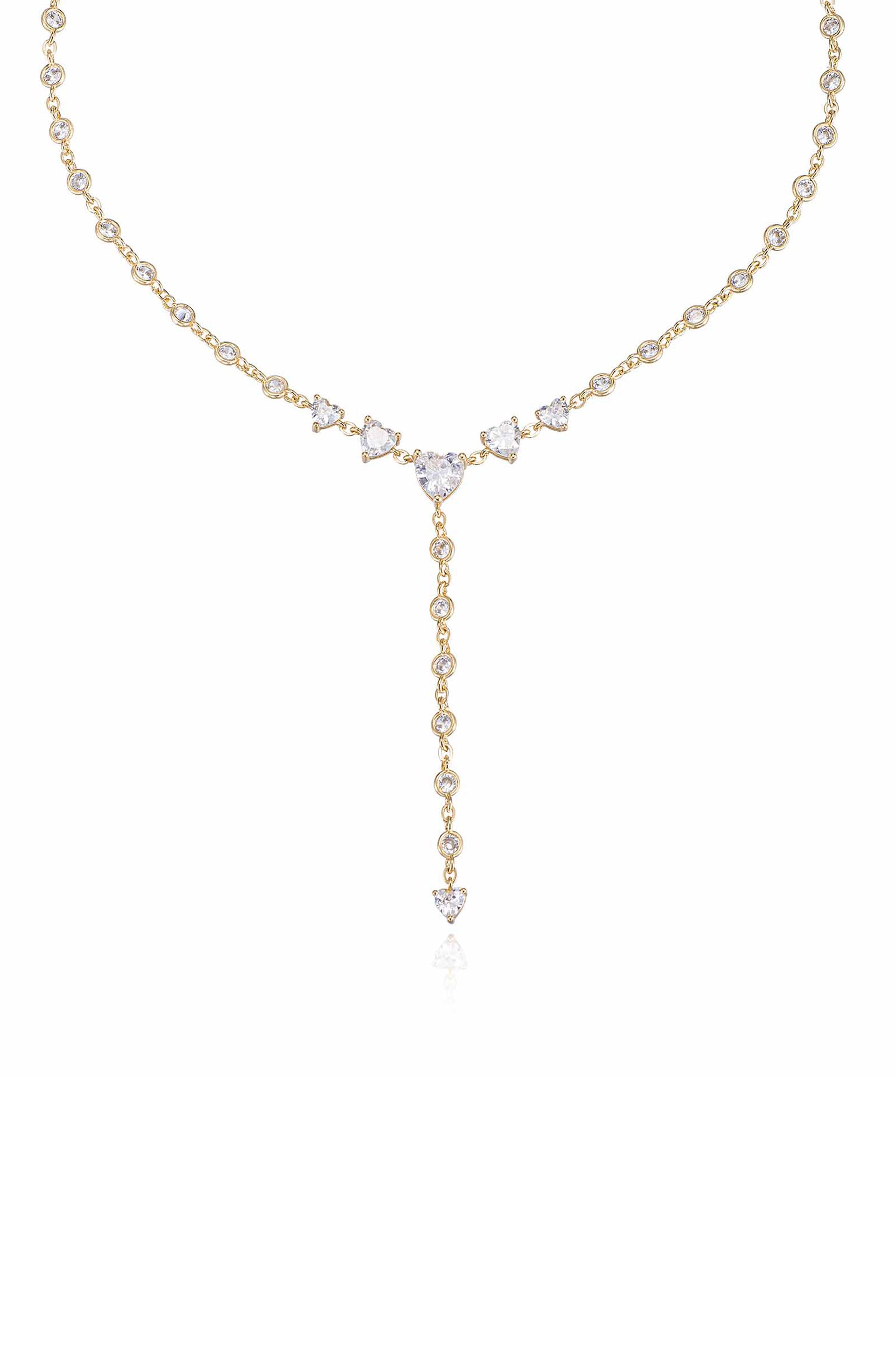 Queen of Hearts Crystal Lariat Necklace