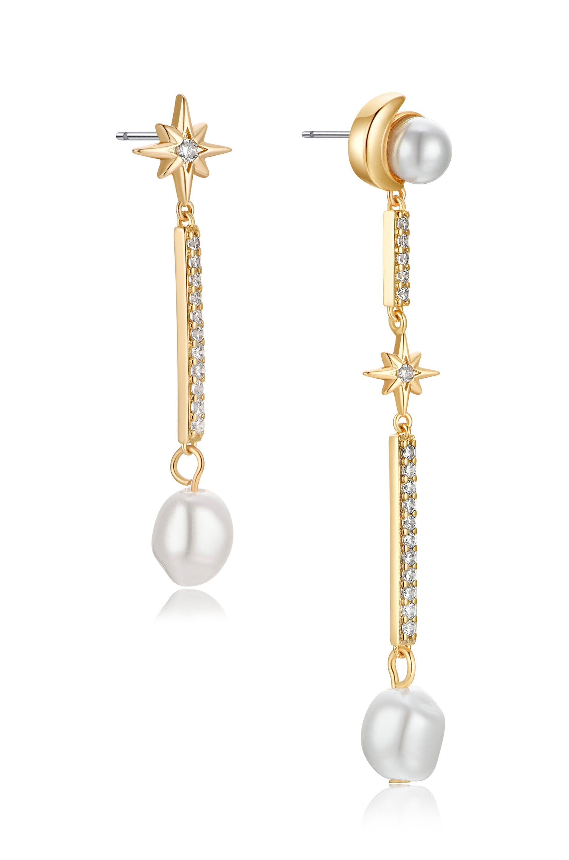 Celestial Pearl Dangle Earrings