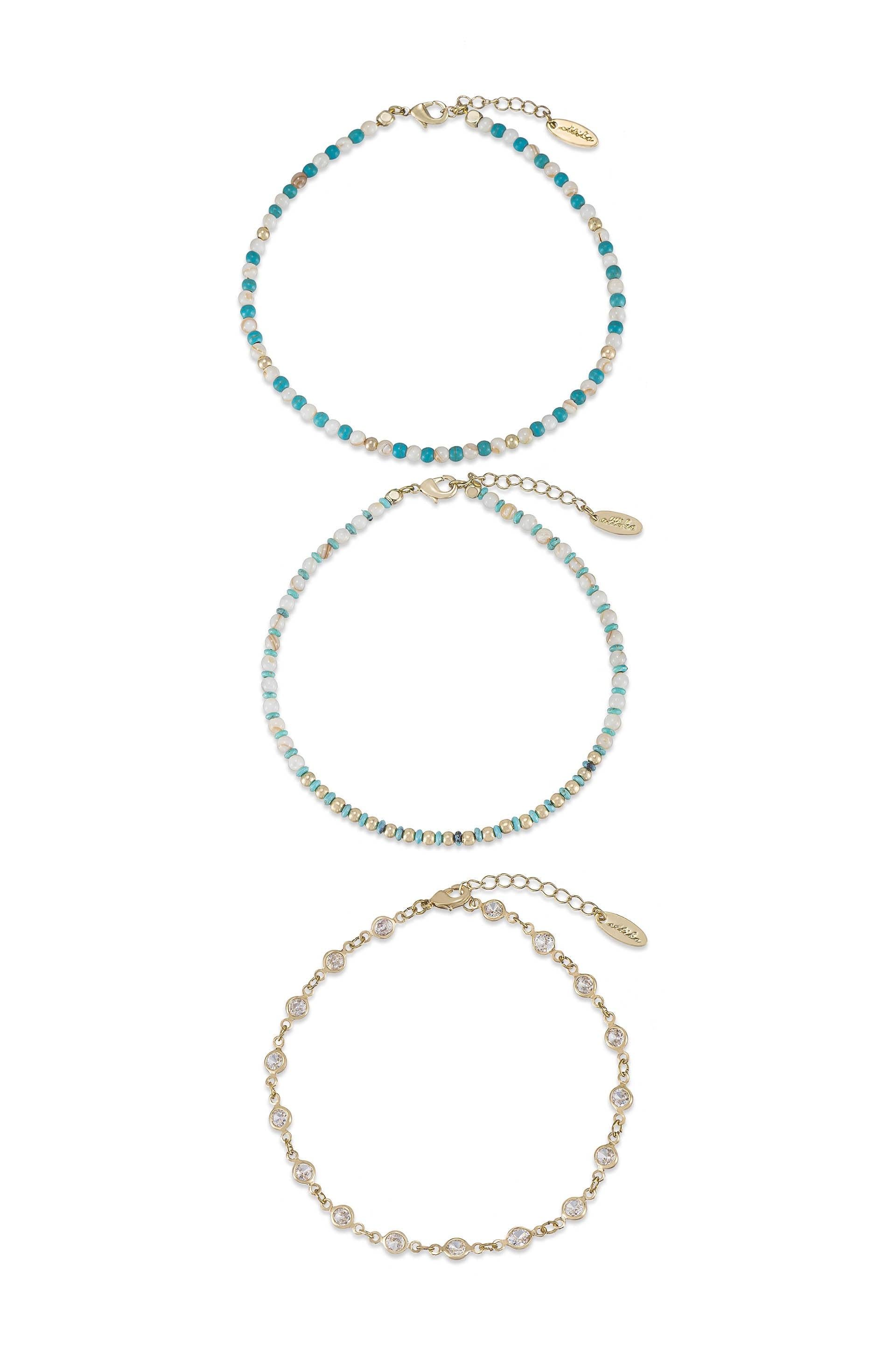 Turquoise Malibu Breeze Anklet Trio - Flying Tomato - Anklets - Ettika