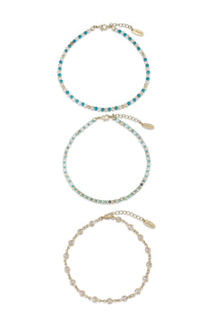 Turquoise Malibu Breeze Anklet Trio - Flying Tomato - Anklets - Ettika