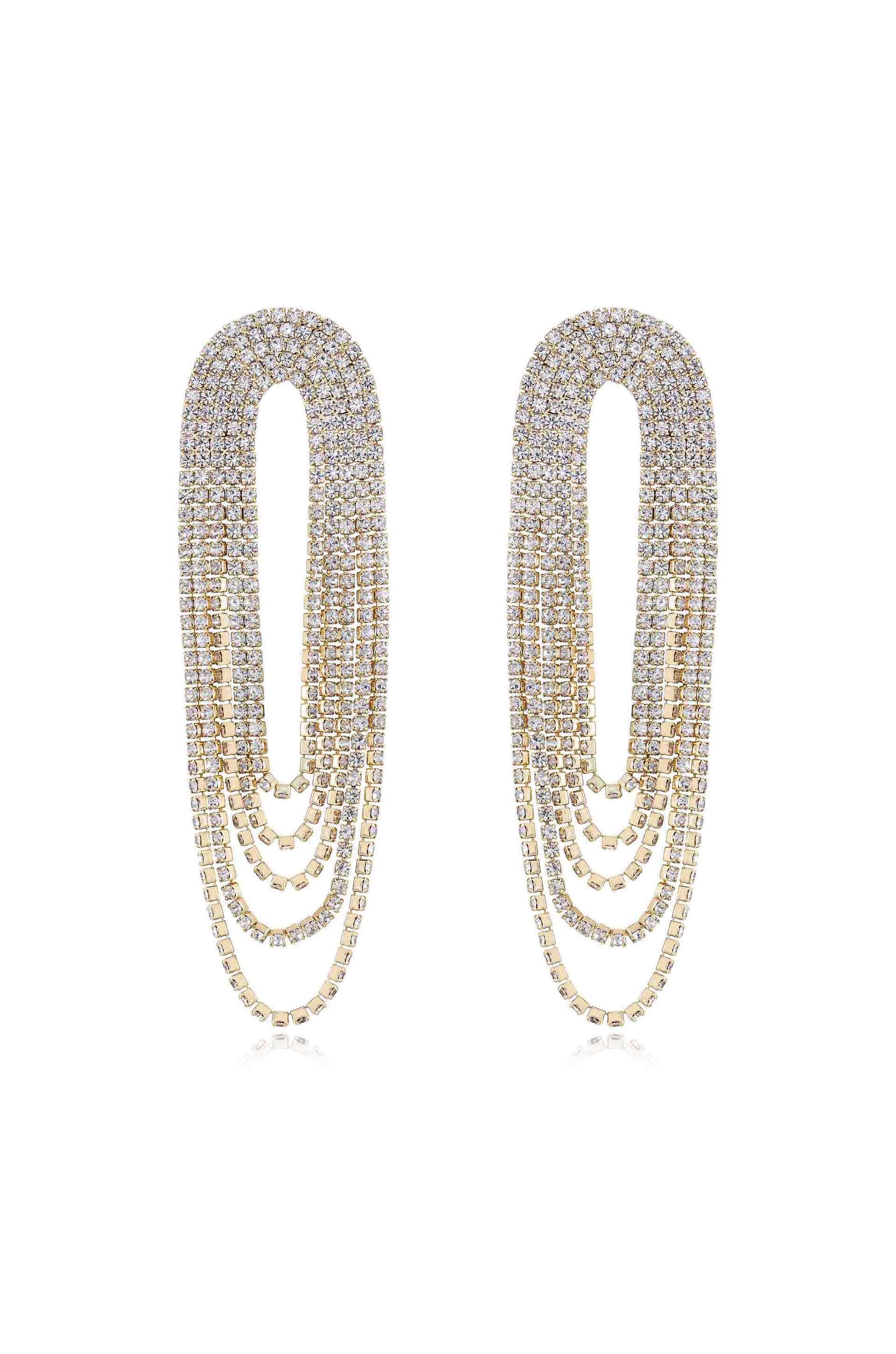 Crystal Drape Fringe Earrings