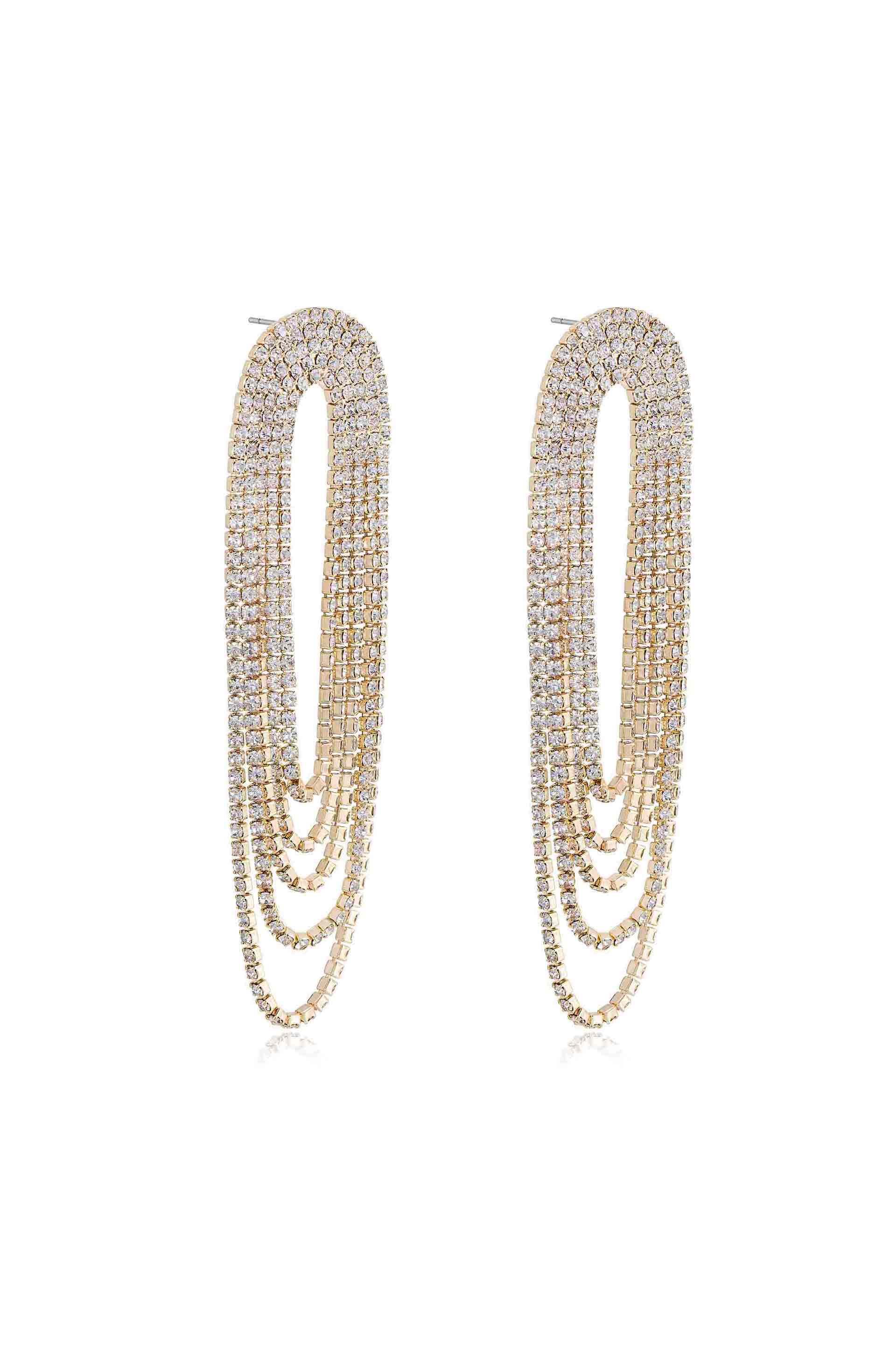 Crystal Drape Fringe Earrings