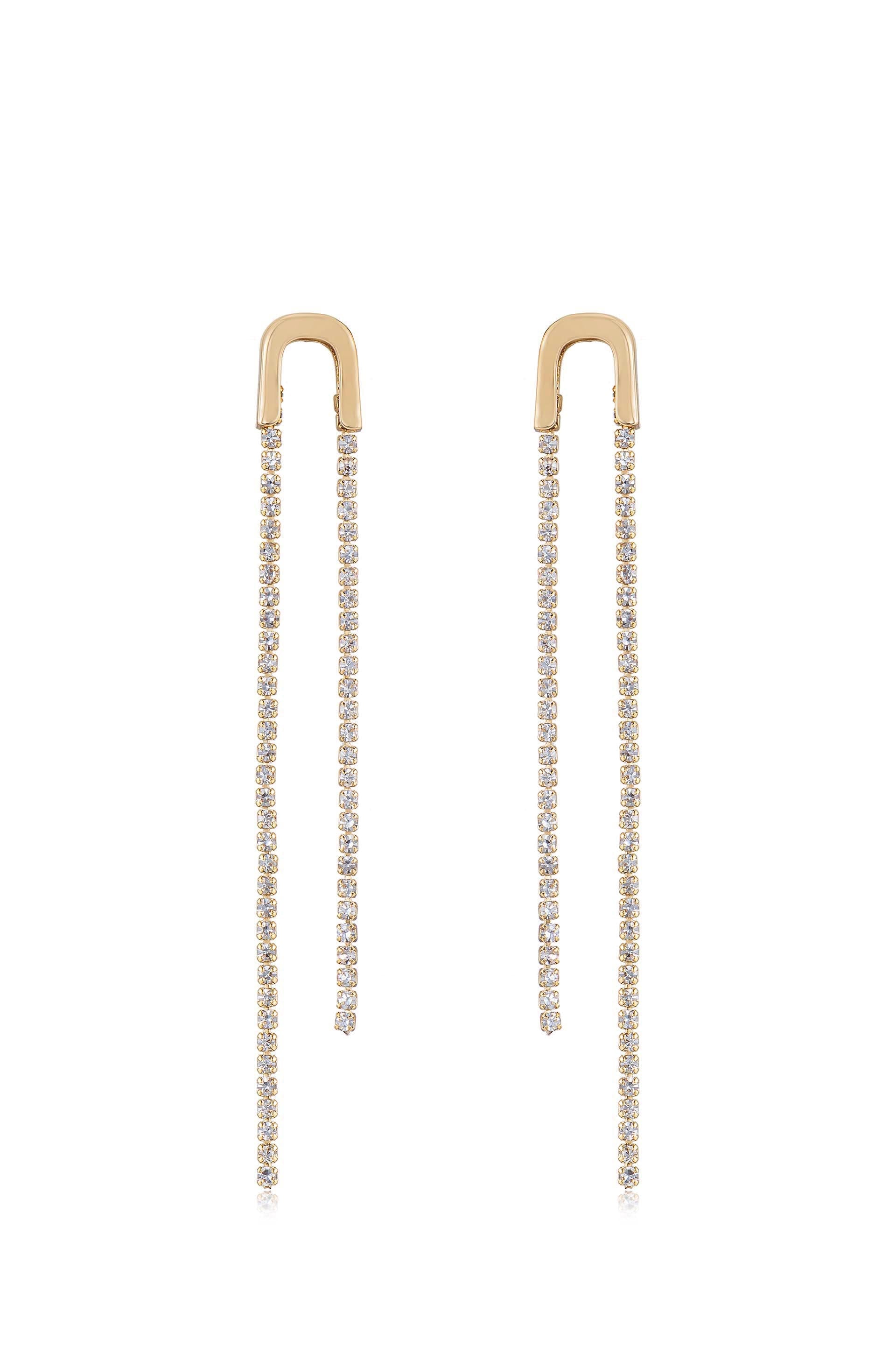 Double Crystal Chain Drop Earrings