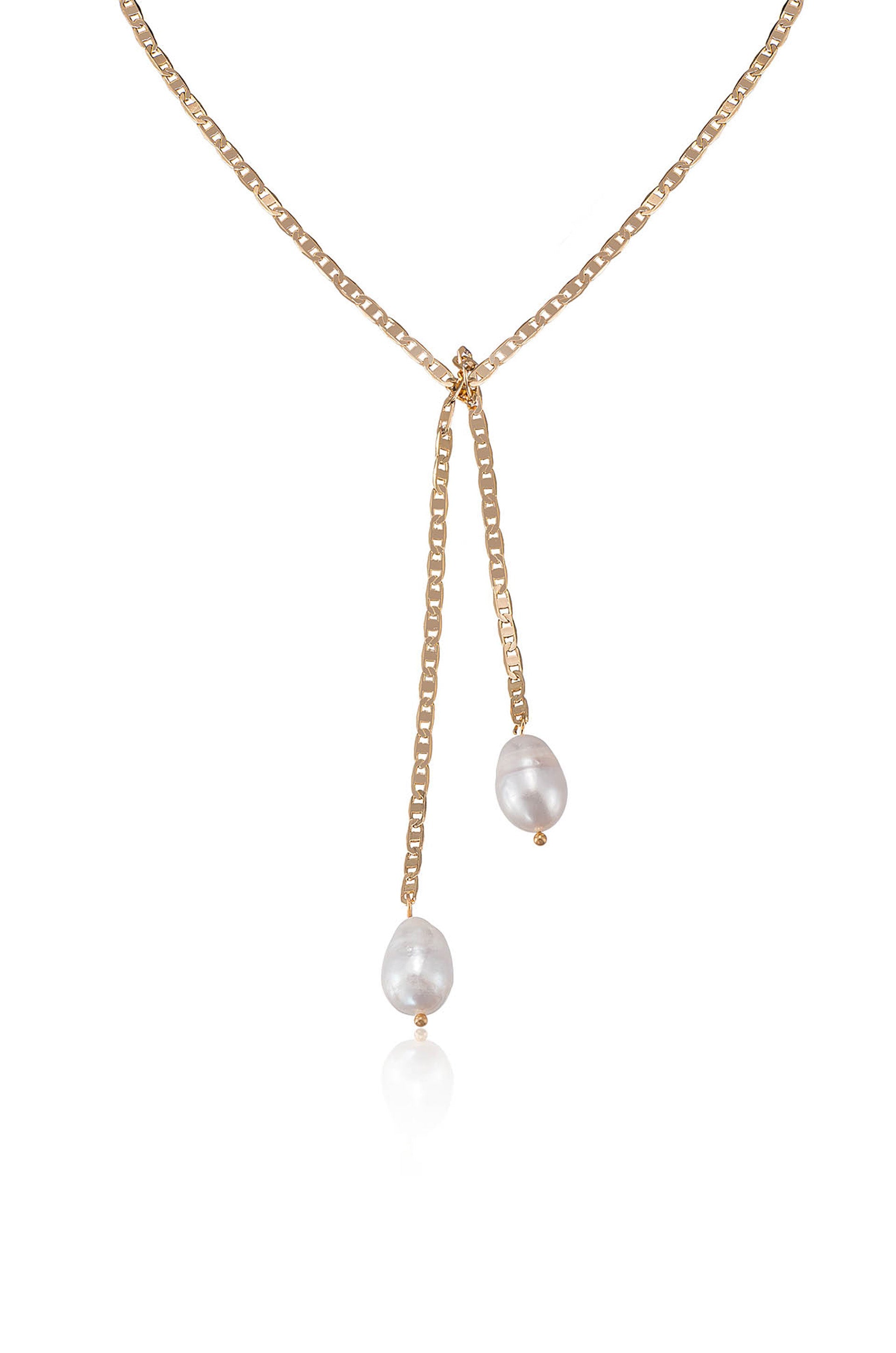 Minimalist 14k high quality White Gold Pearl Necklace