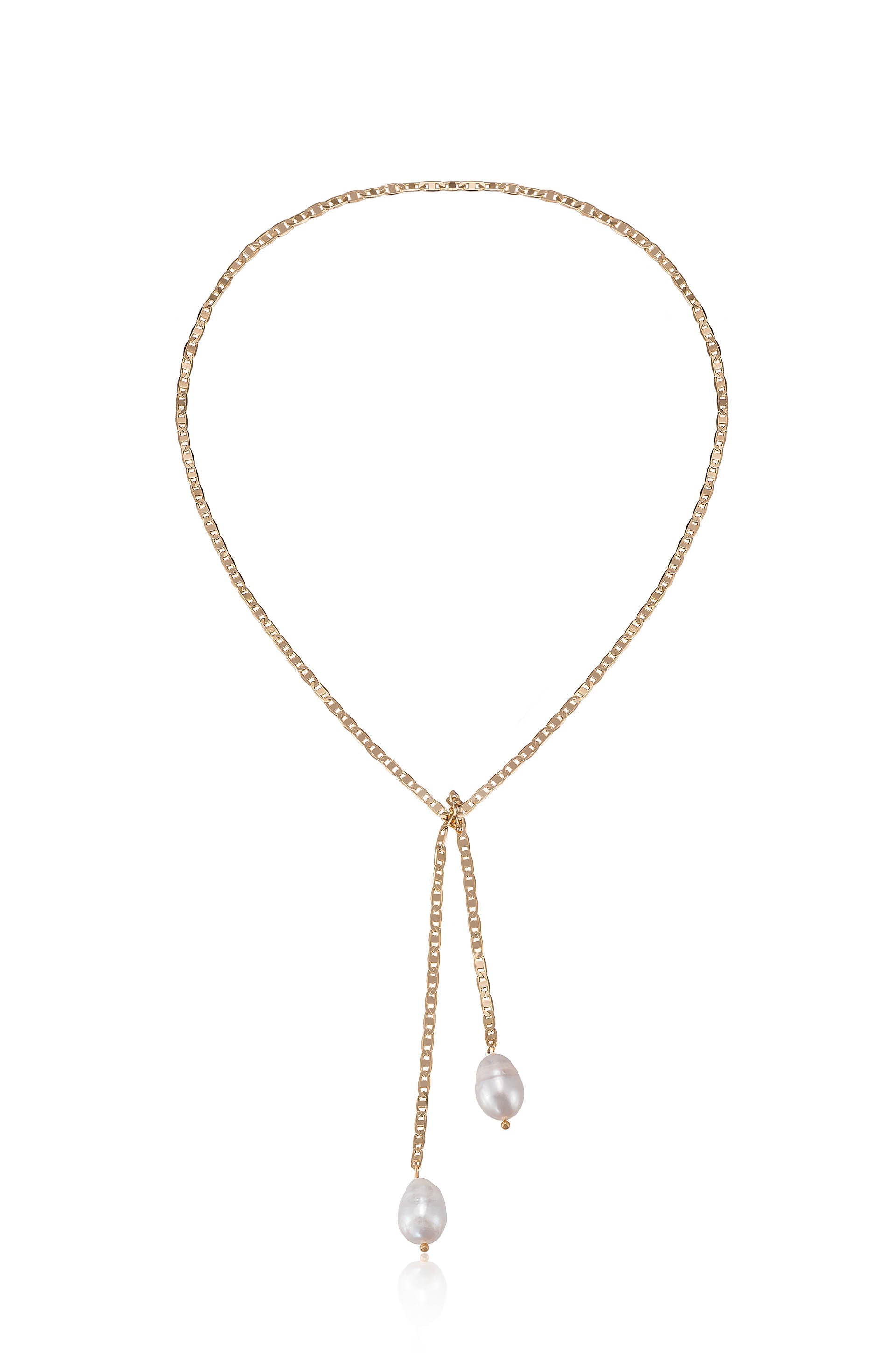 Minimalist Freshwater Pearl Bolo Lariat Necklace