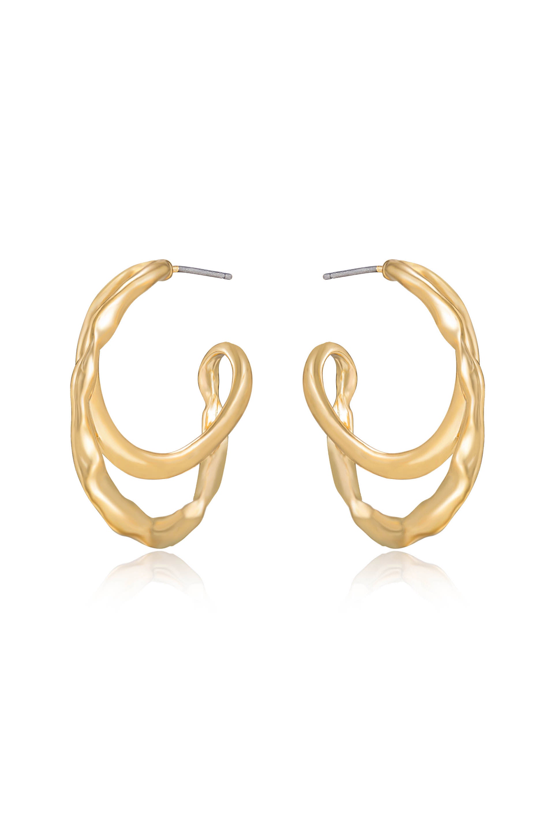 Hammered Golden Hoop Earrings