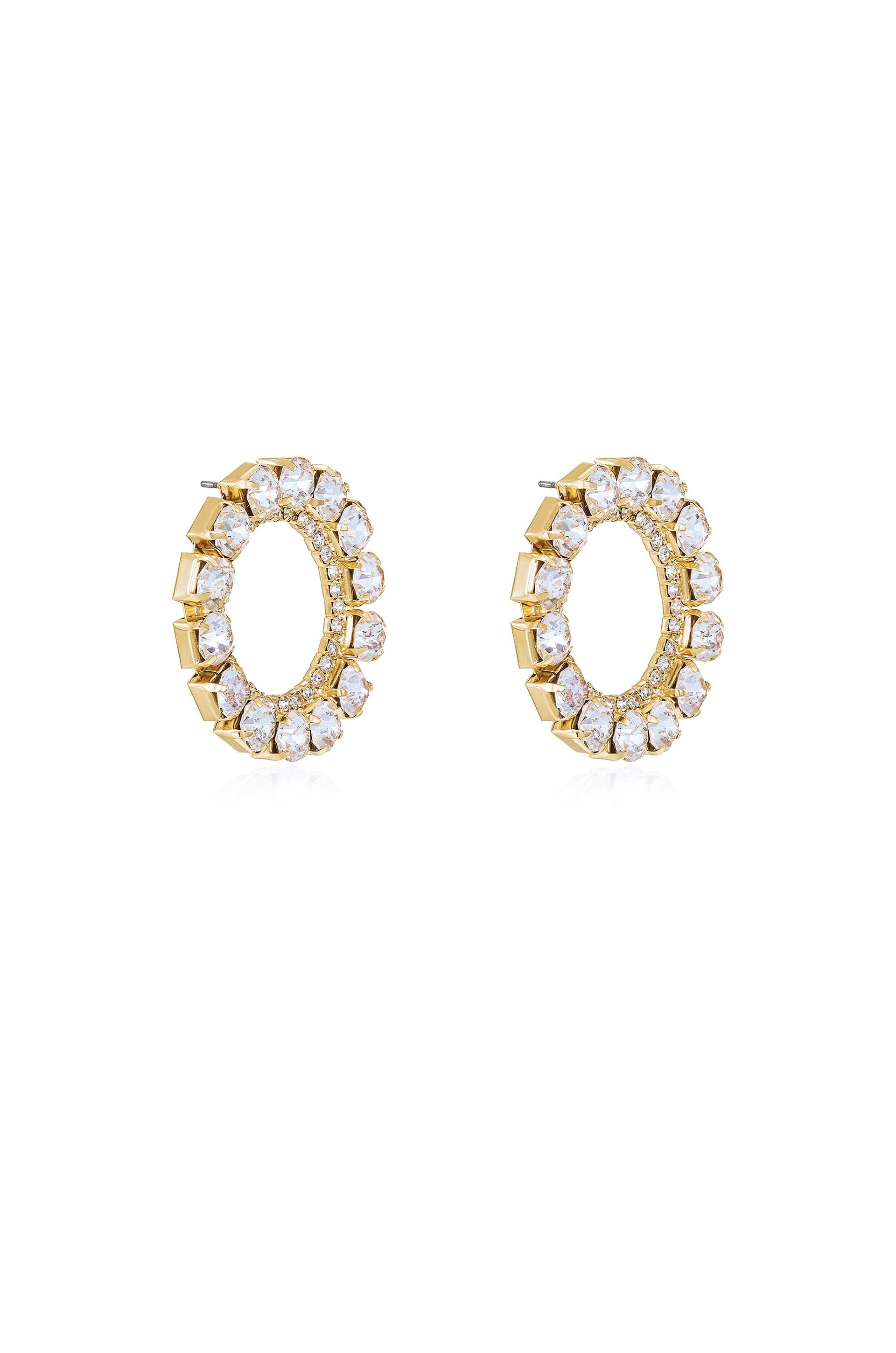 Large Crystal & Circle Stud Earrings