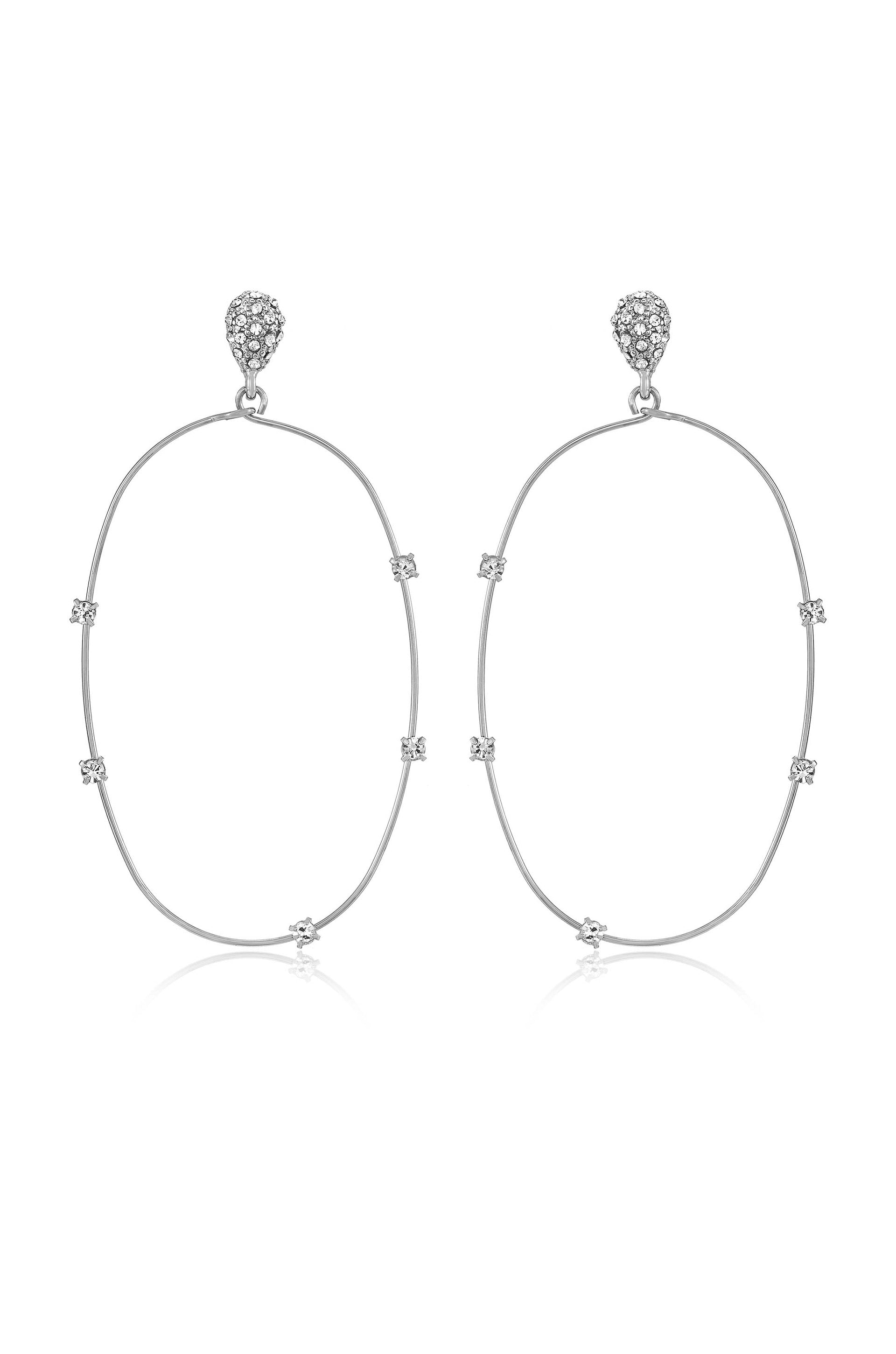 Delicate Crystal Large Oval Hoop Earrings