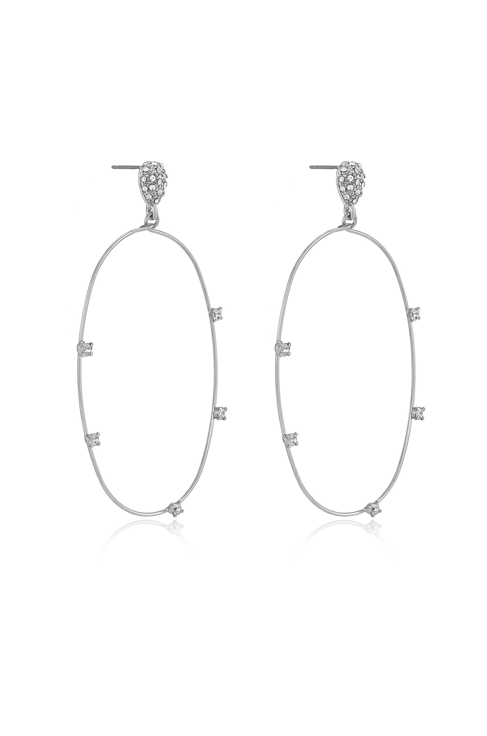 Delicate Crystal Large Oval Hoop Earrings