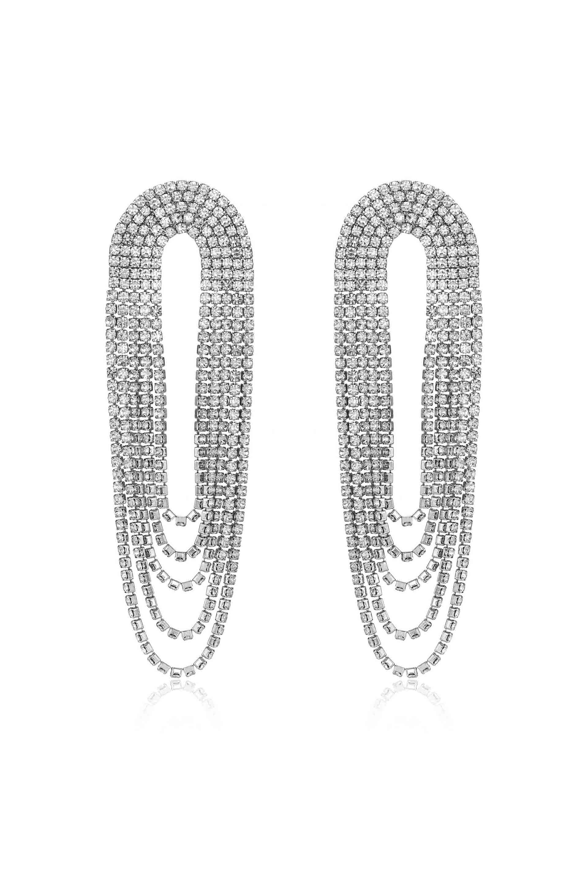 Crystal Drape Fringe Earrings