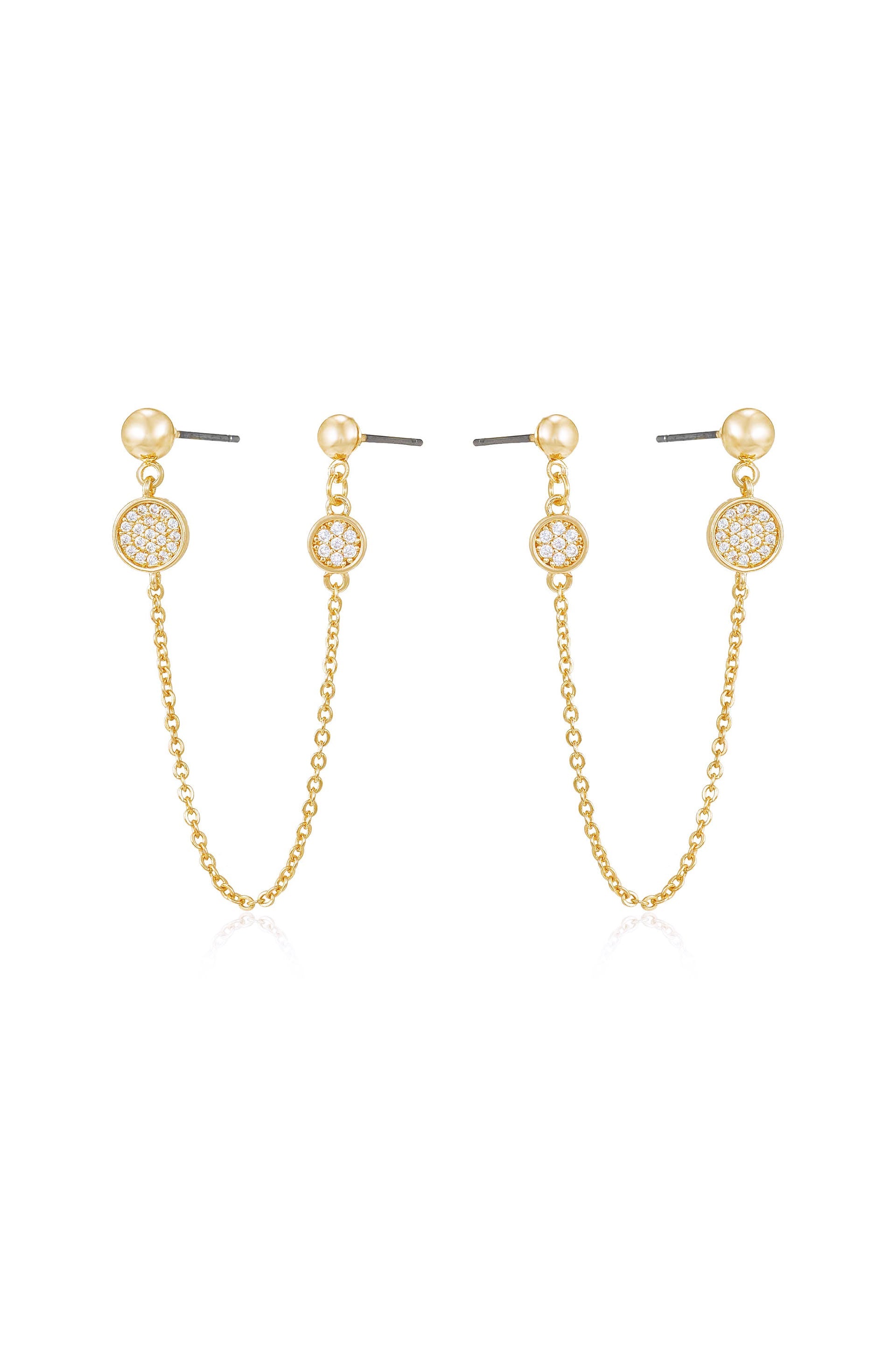 Double Piercing Chain Drop Earrings