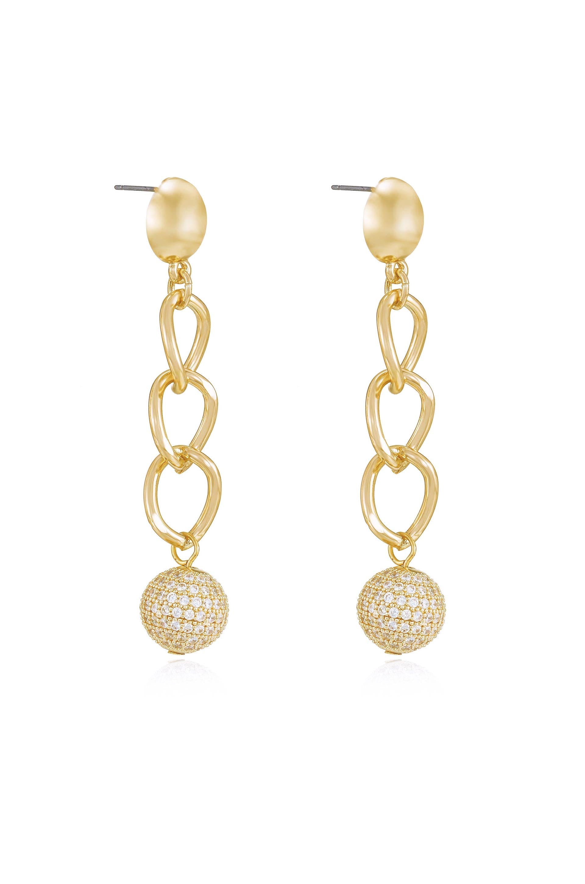 Chain Dangle Crystal Ball Earrings