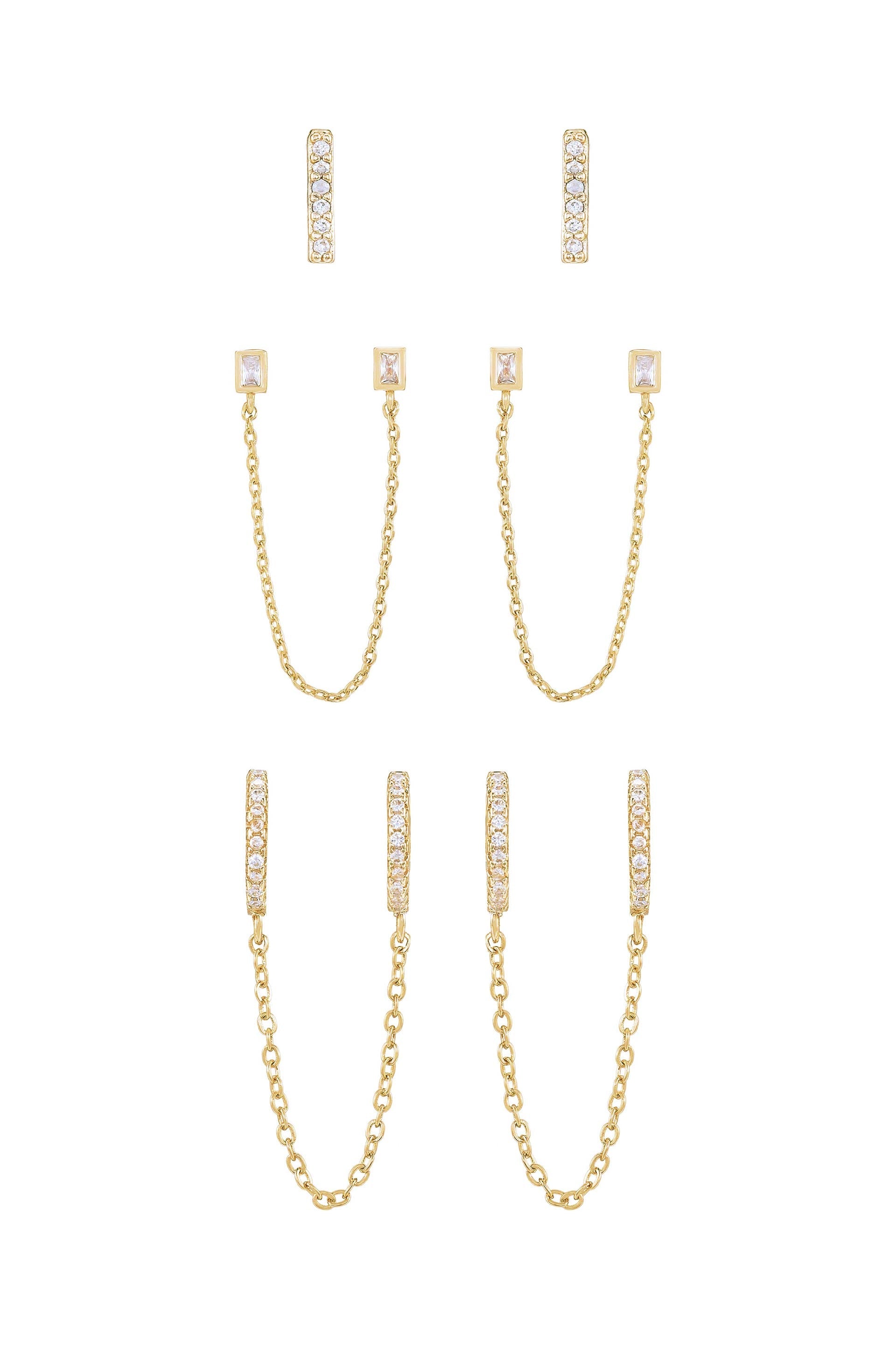 Chain Dangle and Stud Earring Set