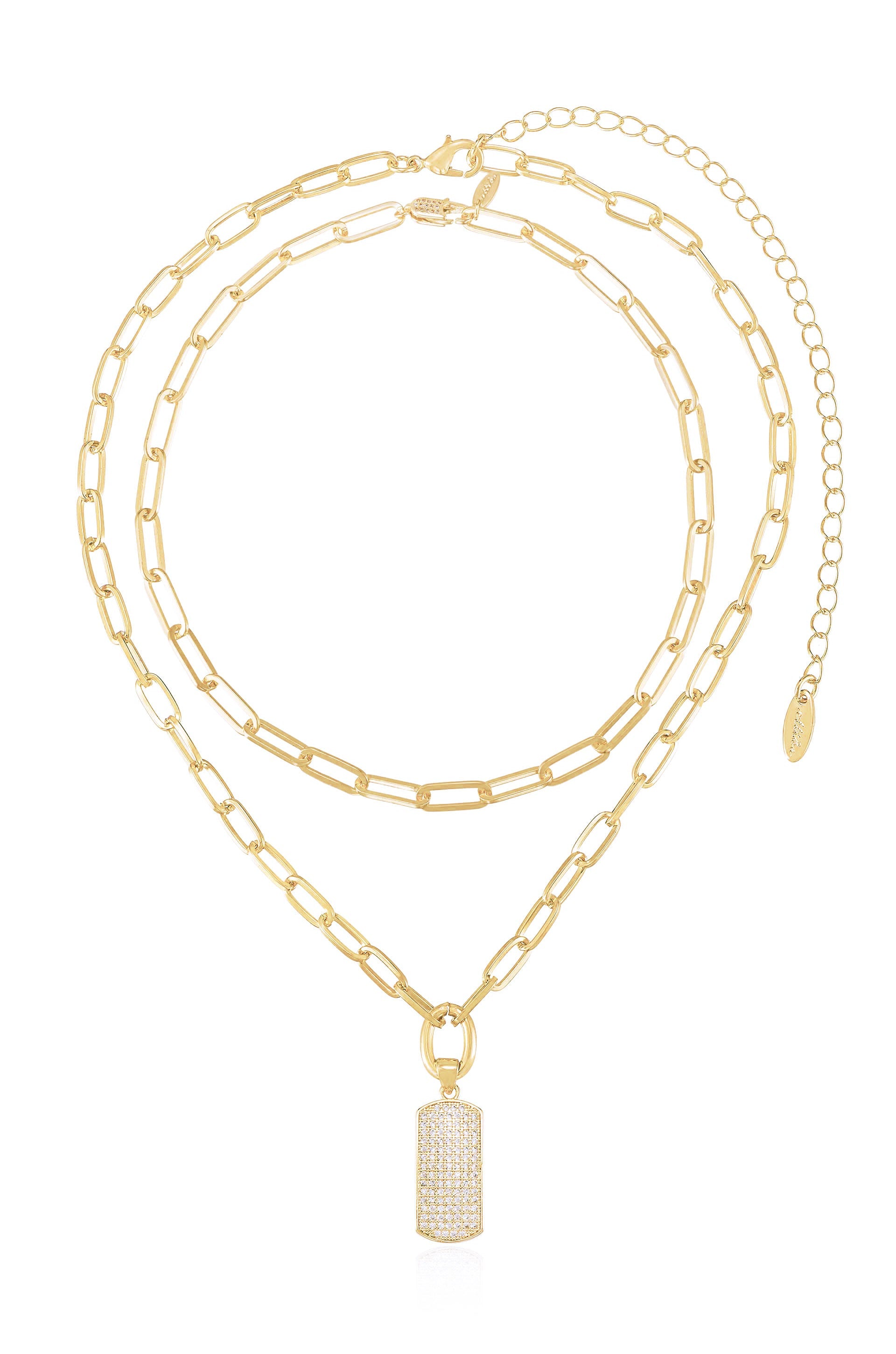 Linked Up Crystal Pendant Layered Necklace Set