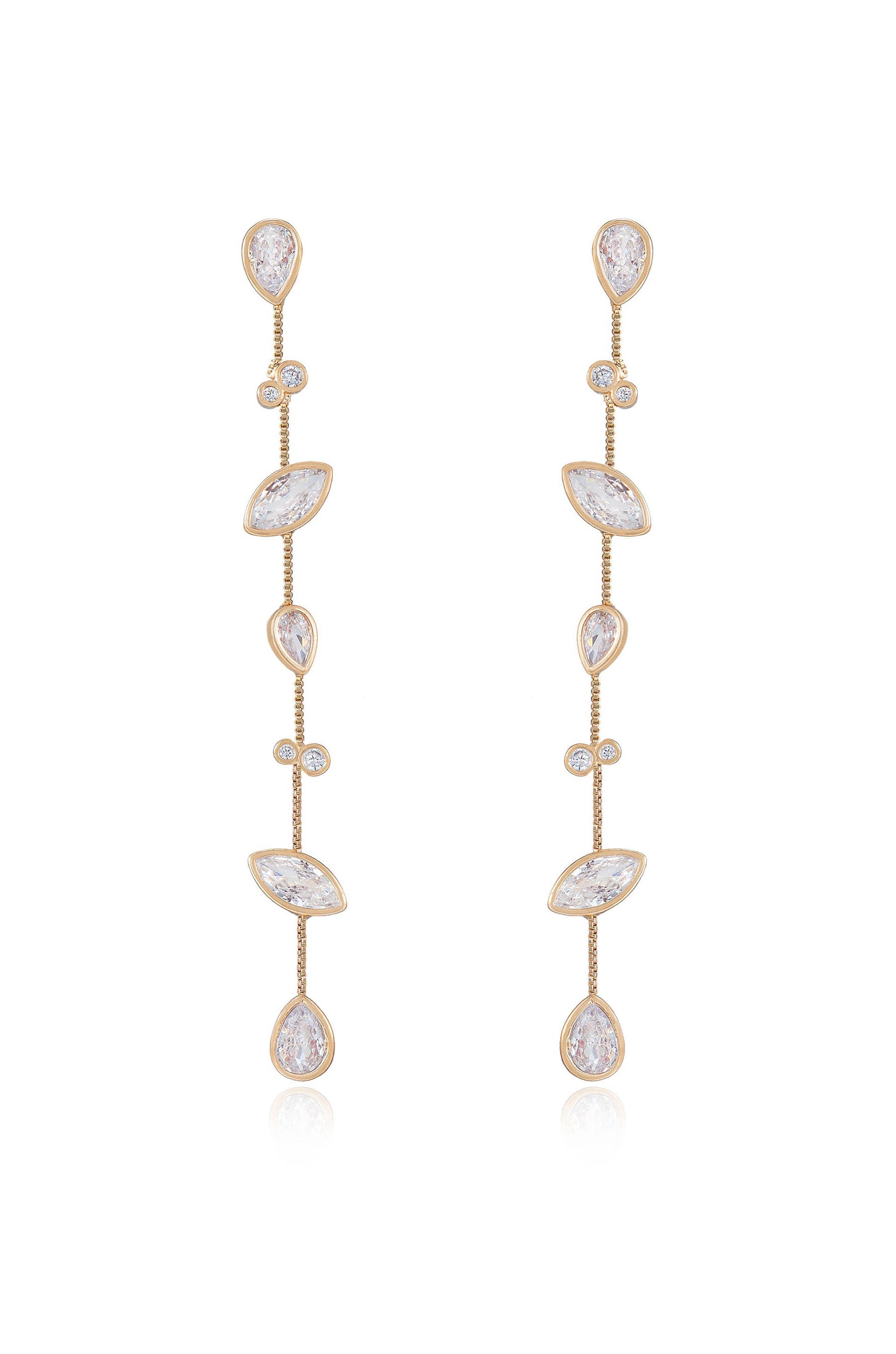 Falling Bezel Crystal Dangle Earrings