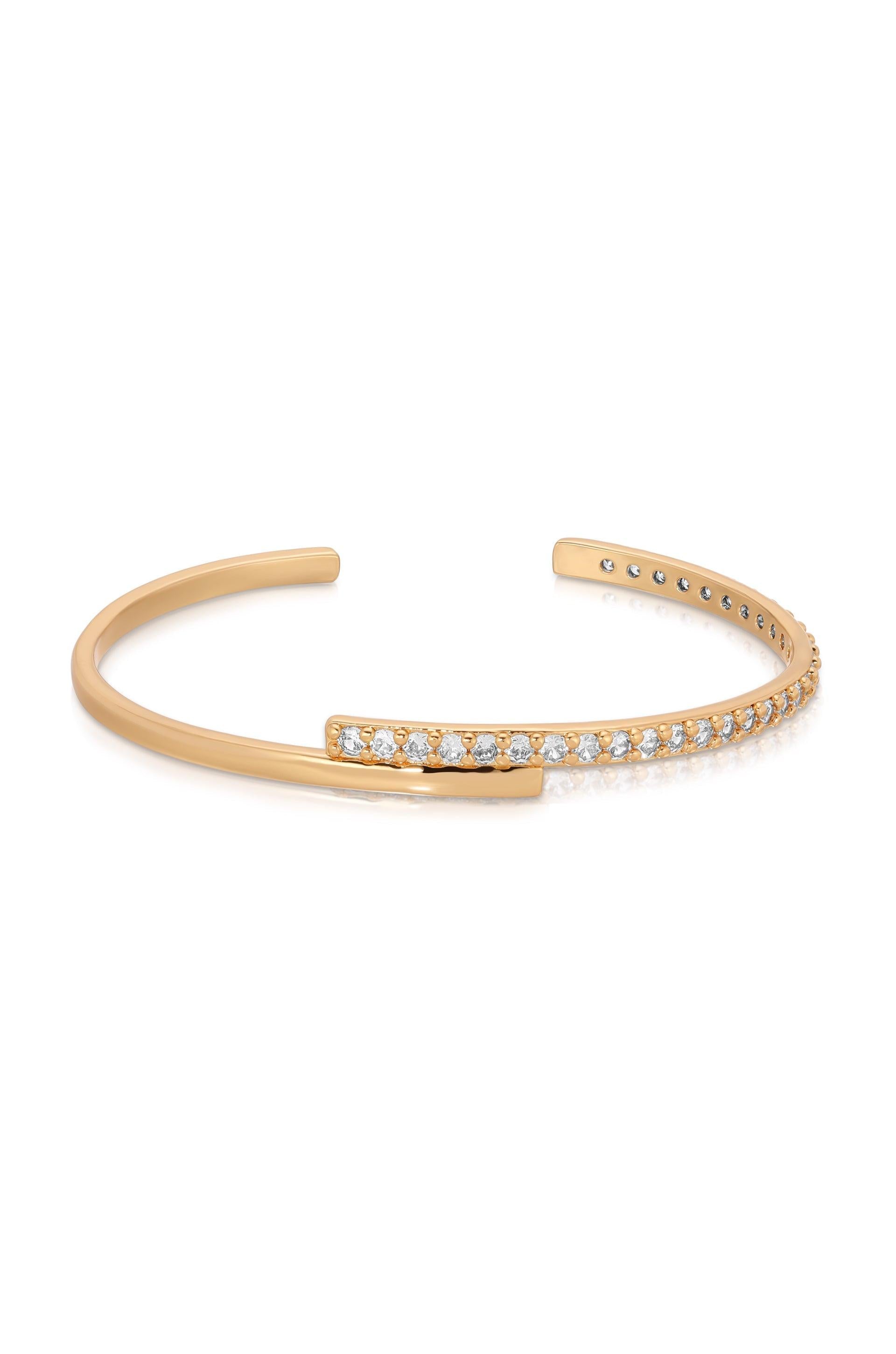 Half Classic Half Sparkle Bracelet Cuff - Flying Tomato - Cuffs and Bangles - Ettika
