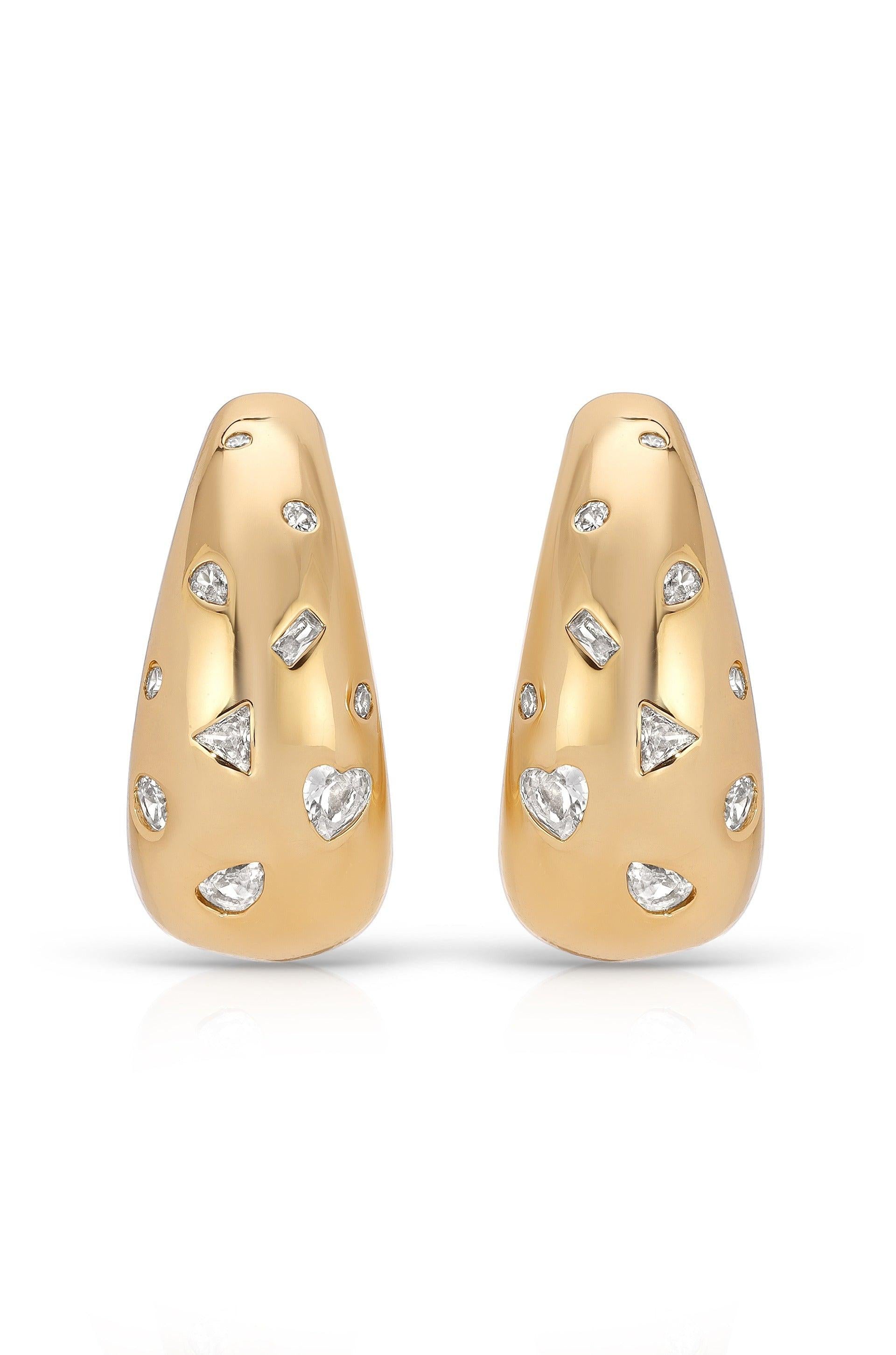 Bezel Crystal Dotted Hoop Earrings.