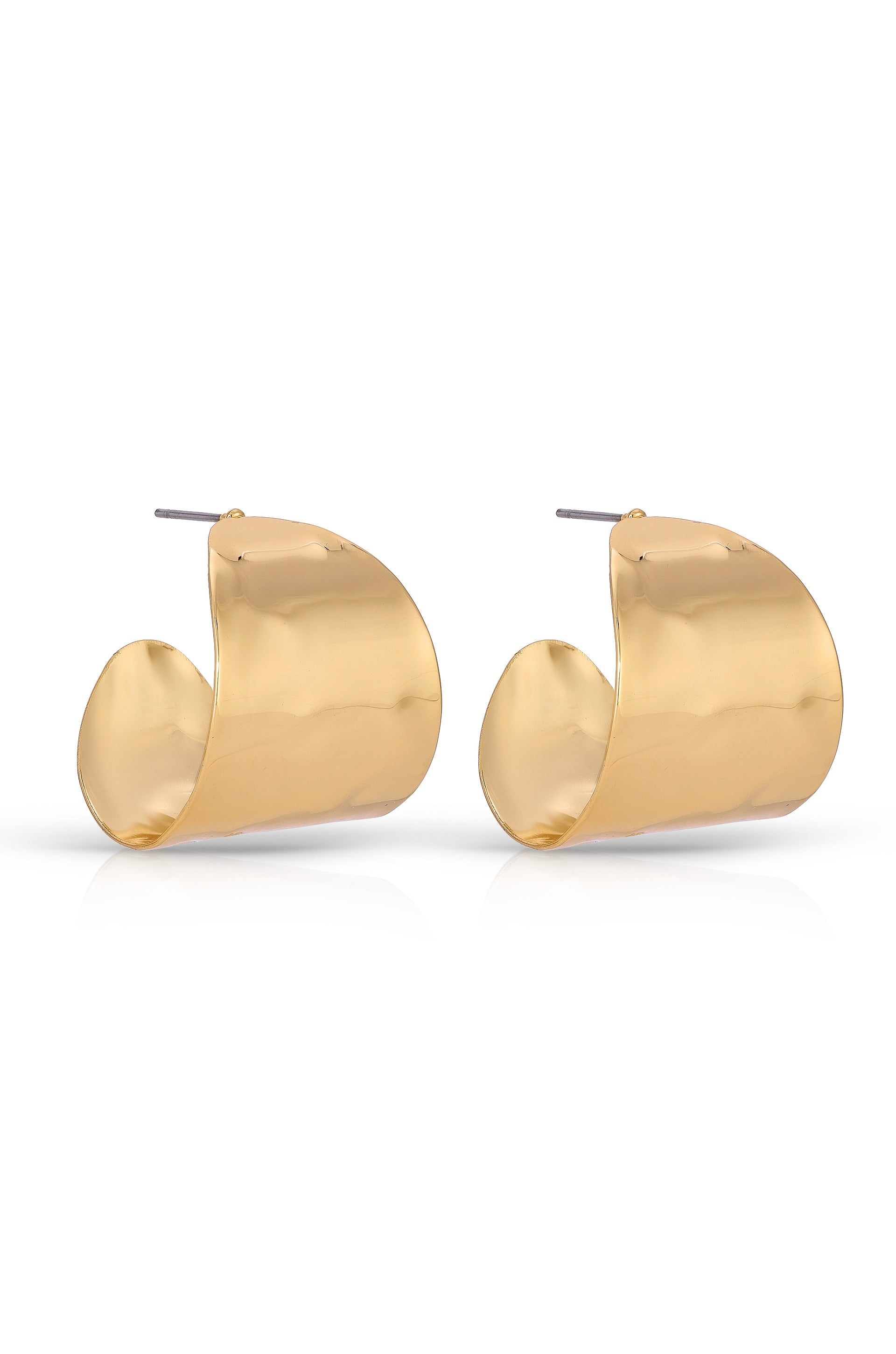 Hammered Cupped Hoop Earrings