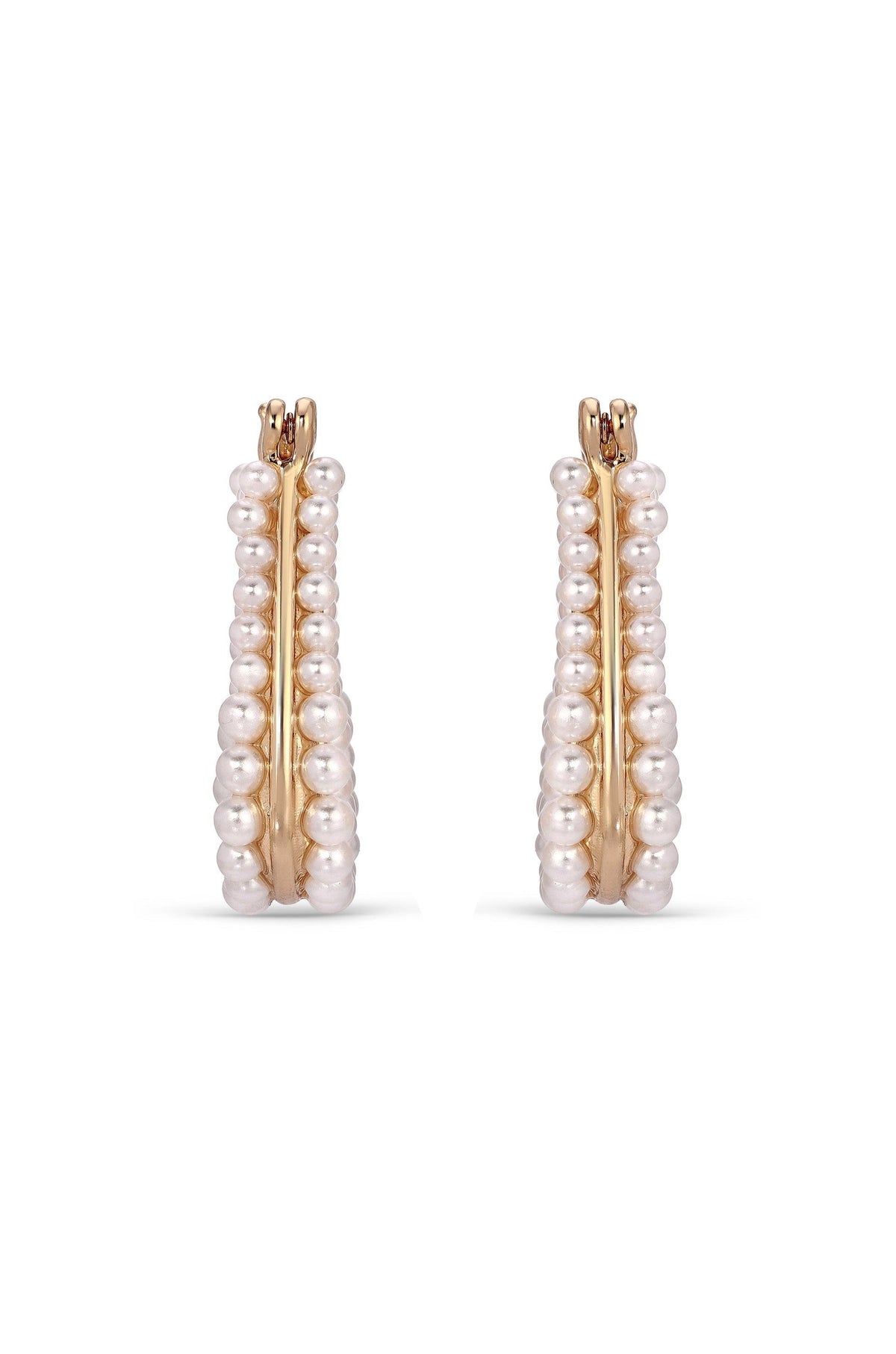 Soft Curve Pearl Lined Hoop Earrings - Flying Tomato - Earrings - Ettika