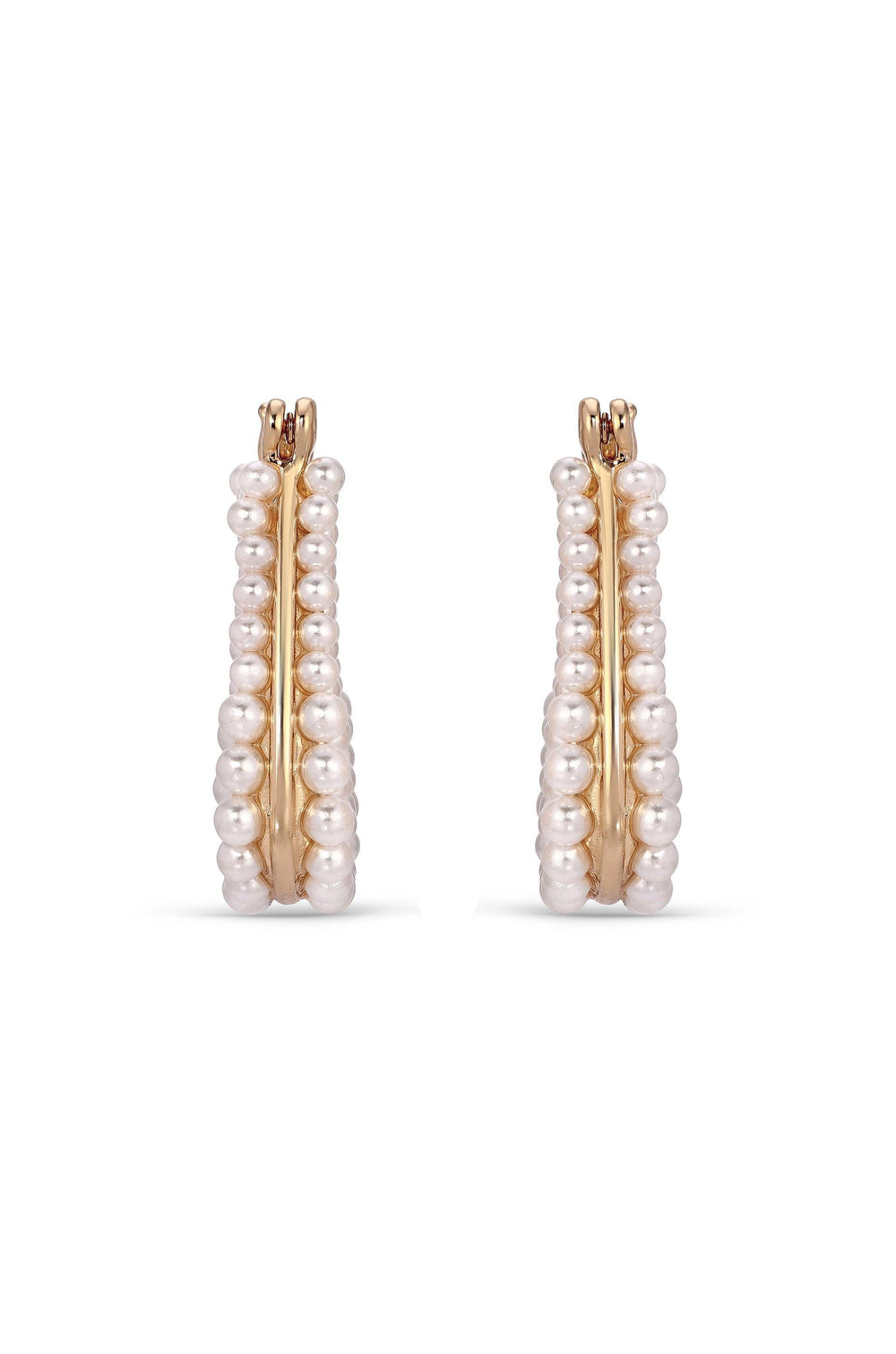 Soft Curve Pearl Lined Hoop Earrings - Flying Tomato - Earrings - Ettika