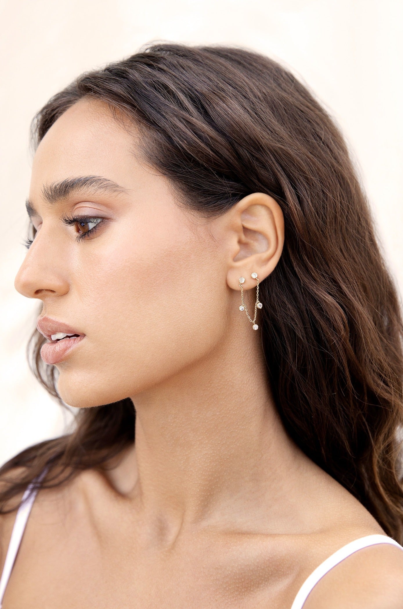 Double Piercing Multi-Crystal Dangle Earrings