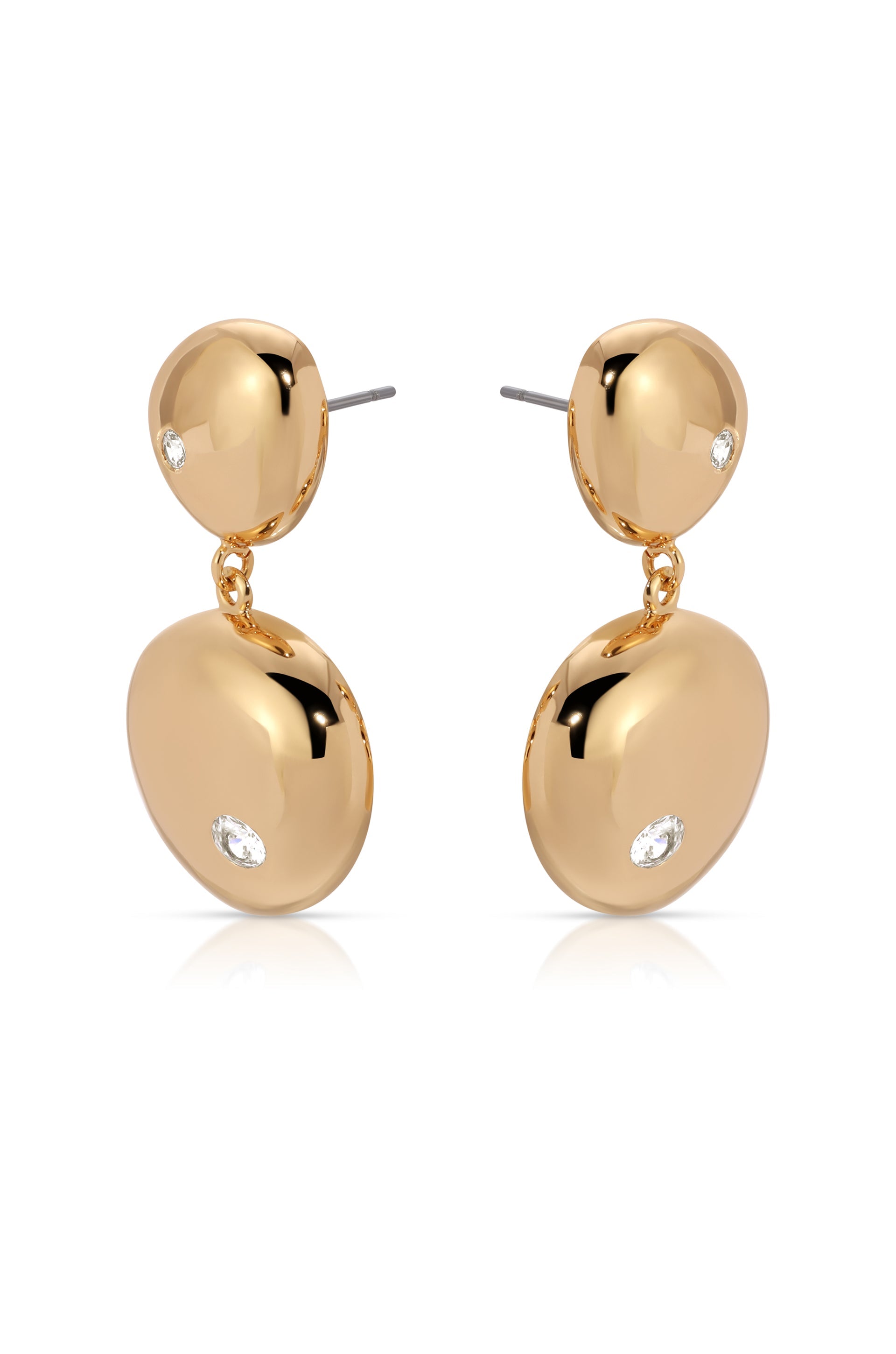 Polished Double Pebble Drop Earrings