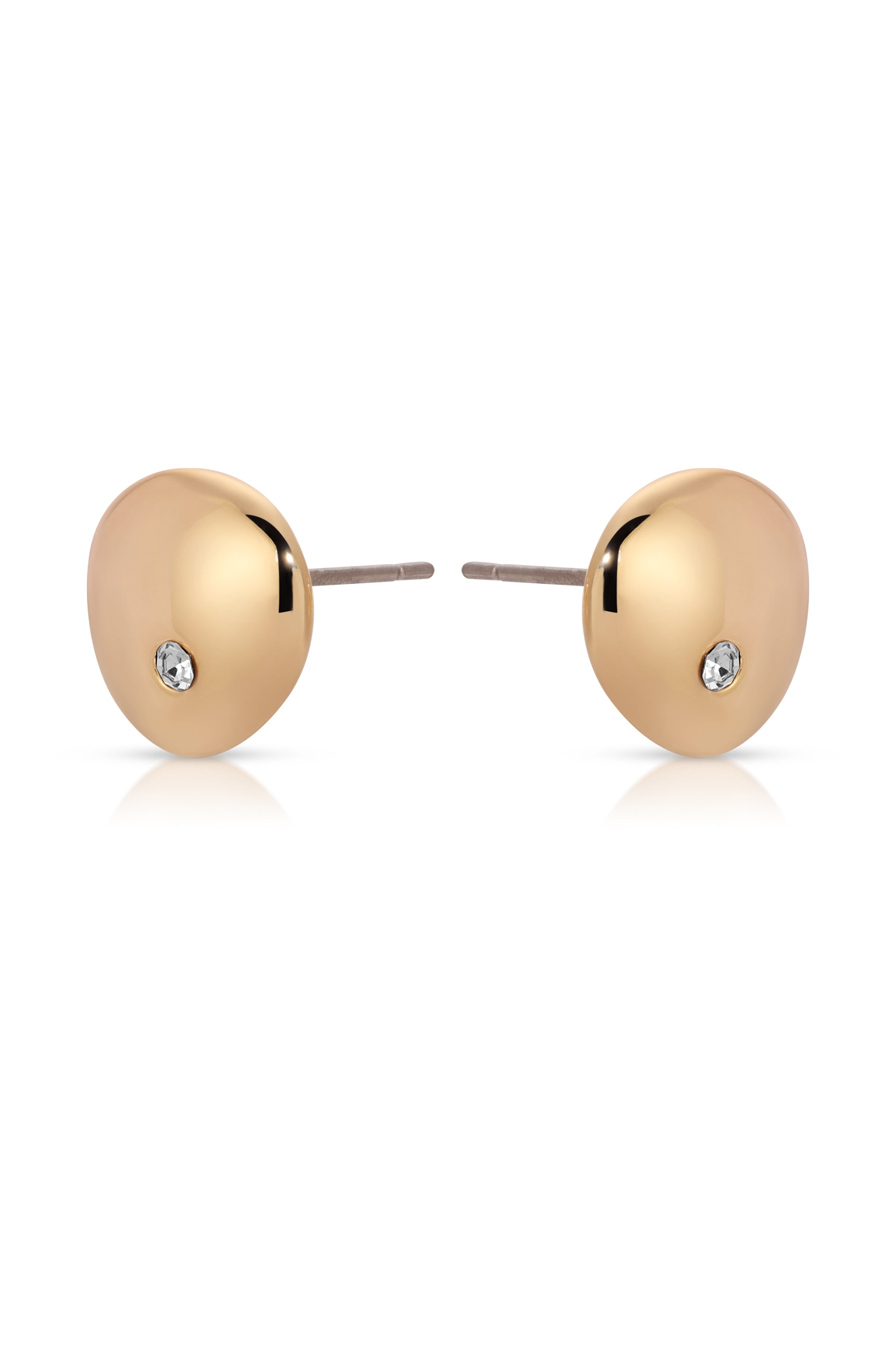 Polished Pebble Single Crystal Stud Earrings