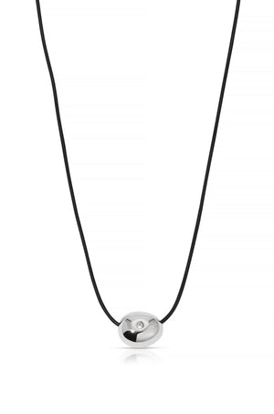 Polished Pebble Leather Pendant Necklace.