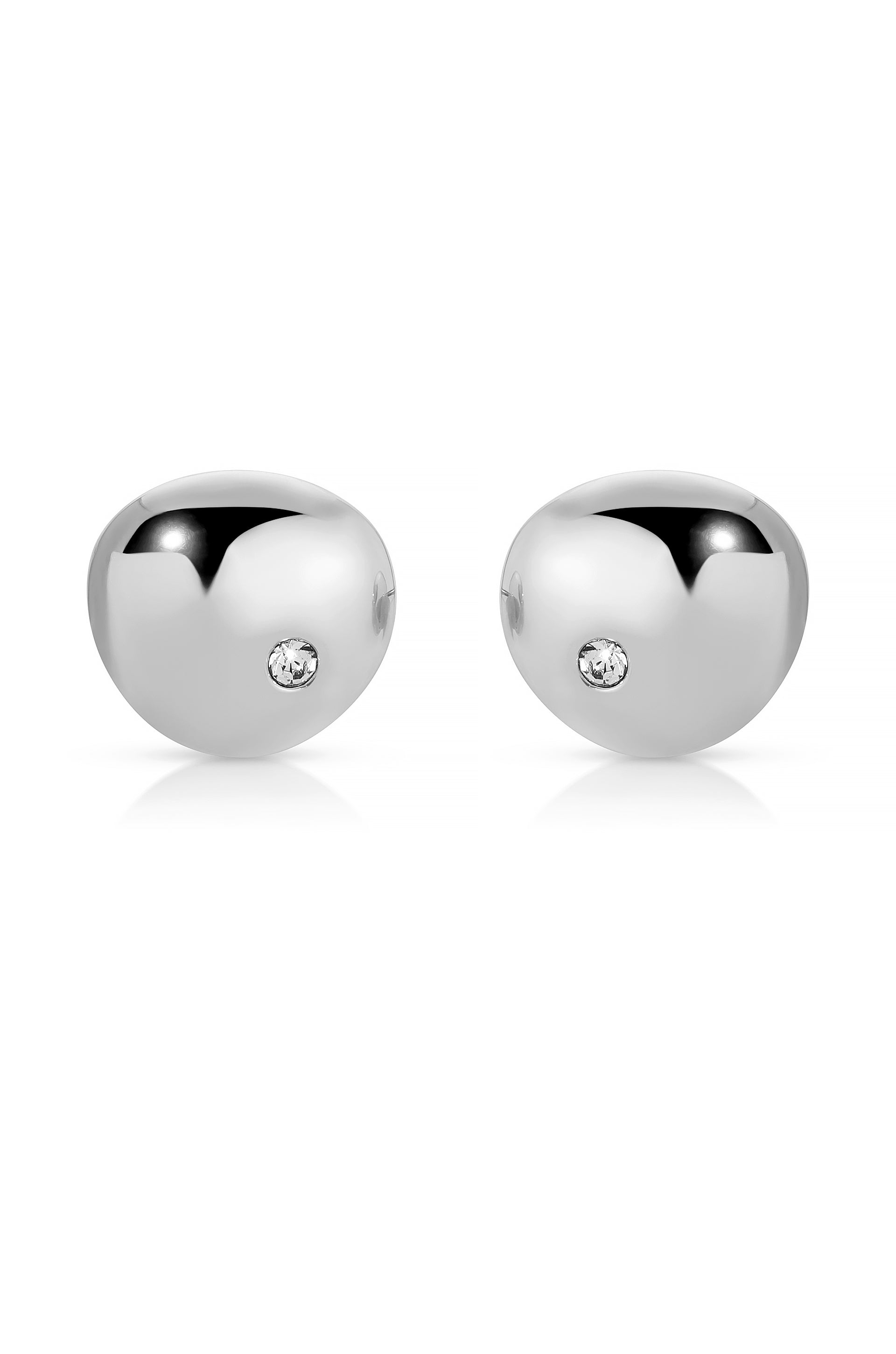 Polished Pebble Single Crystal Stud Earrings