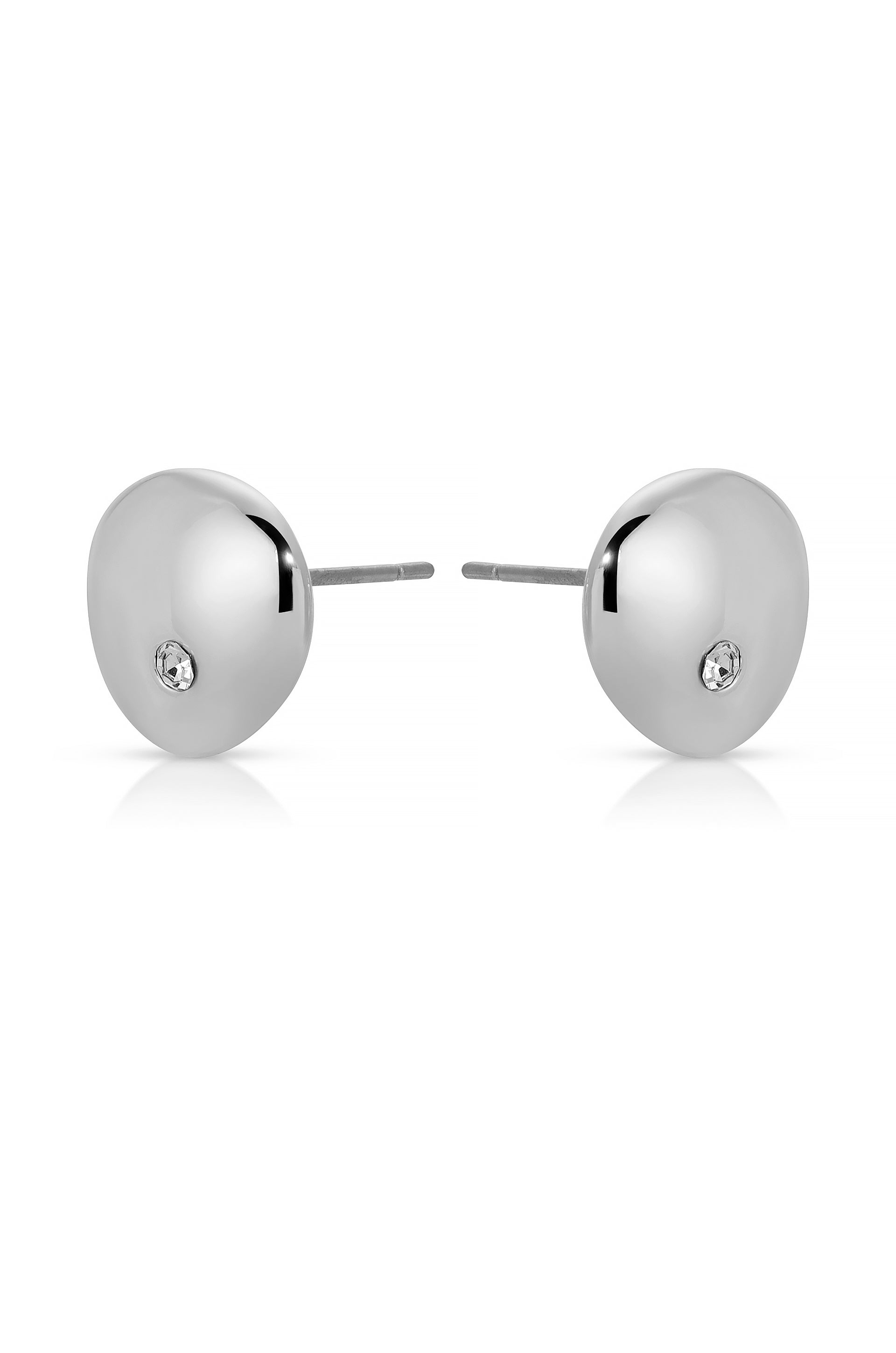 Polished Pebble Single Crystal Stud Earrings